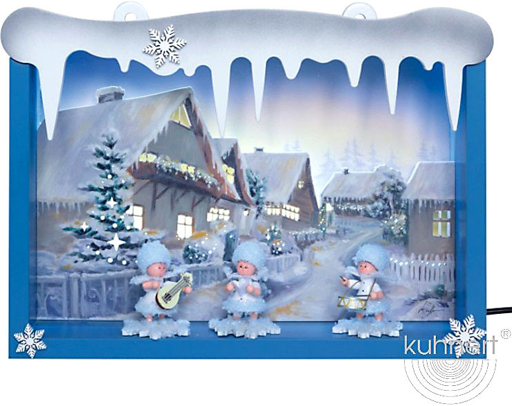 Drechslerei Kuhnert Schneeflöckchenbild - Winterhäuser, LED-Beleuchtung Drechslerei Kuhnert Schneeflöckchenbild - Winterhäuser, LED-Beleuchtung
