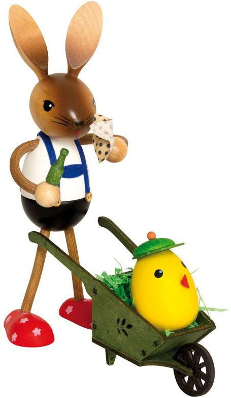 Drechslerei Kuhnert Hase mit Schubkarre und Küken Drechslerei Kuhnert Hase mit Schubkarre und Küken