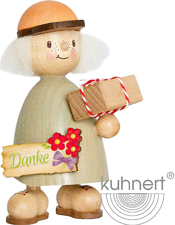 Drechslerei Kuhnert Finn mit Danke-Schild Drechslerei Kuhnert Finn mit Danke-Schild