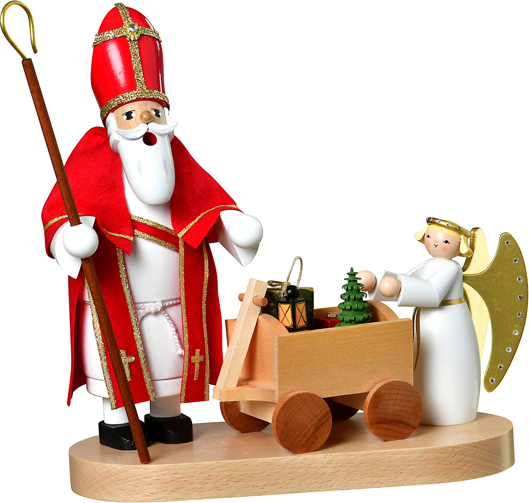 KWO Räuchermann Heiliger St. Nikolaus mit Christkind - Die Bärtigen KWO Räuchermann Heiliger St. Nikolaus mit Christkind - Die Bärtigen