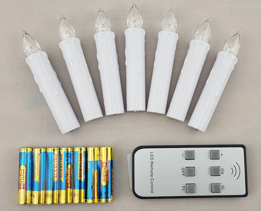 7er LED Kerzen-Set magnetisch - Schwibbogenkerzen mit Fernbedienung