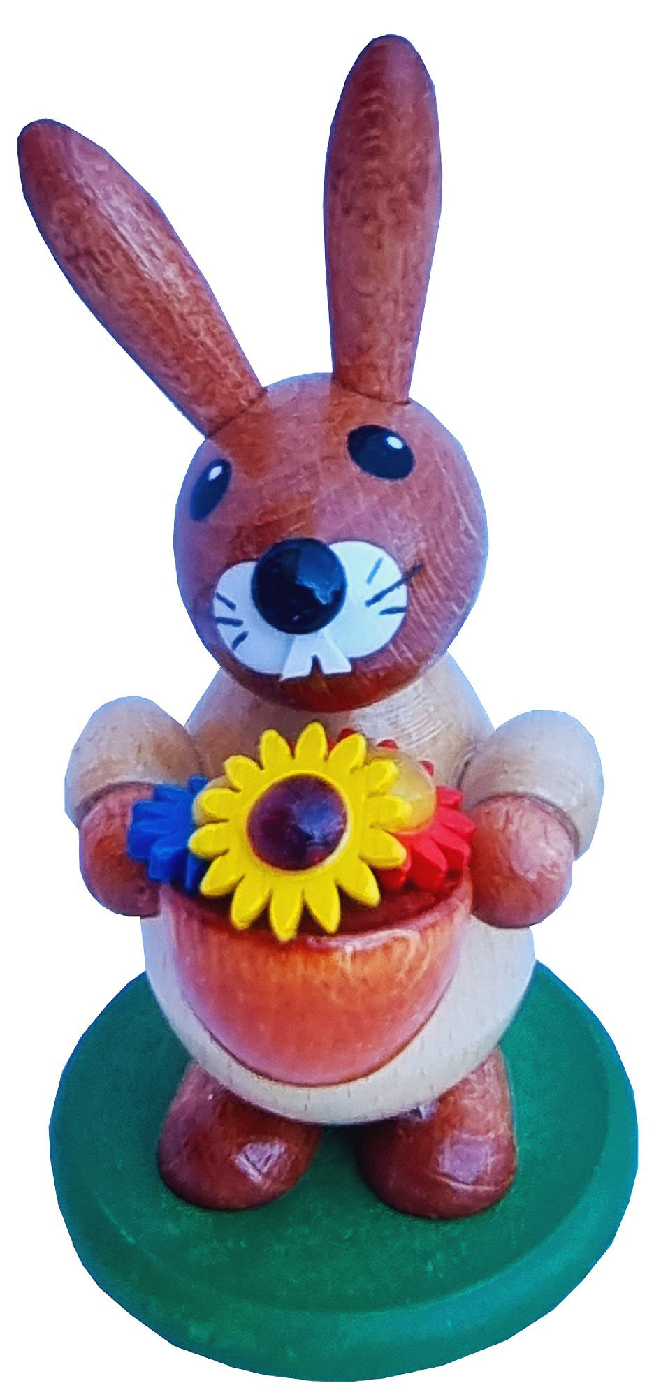 HoDreWa Legler Hase mit Blumenkorb, auf Sockel