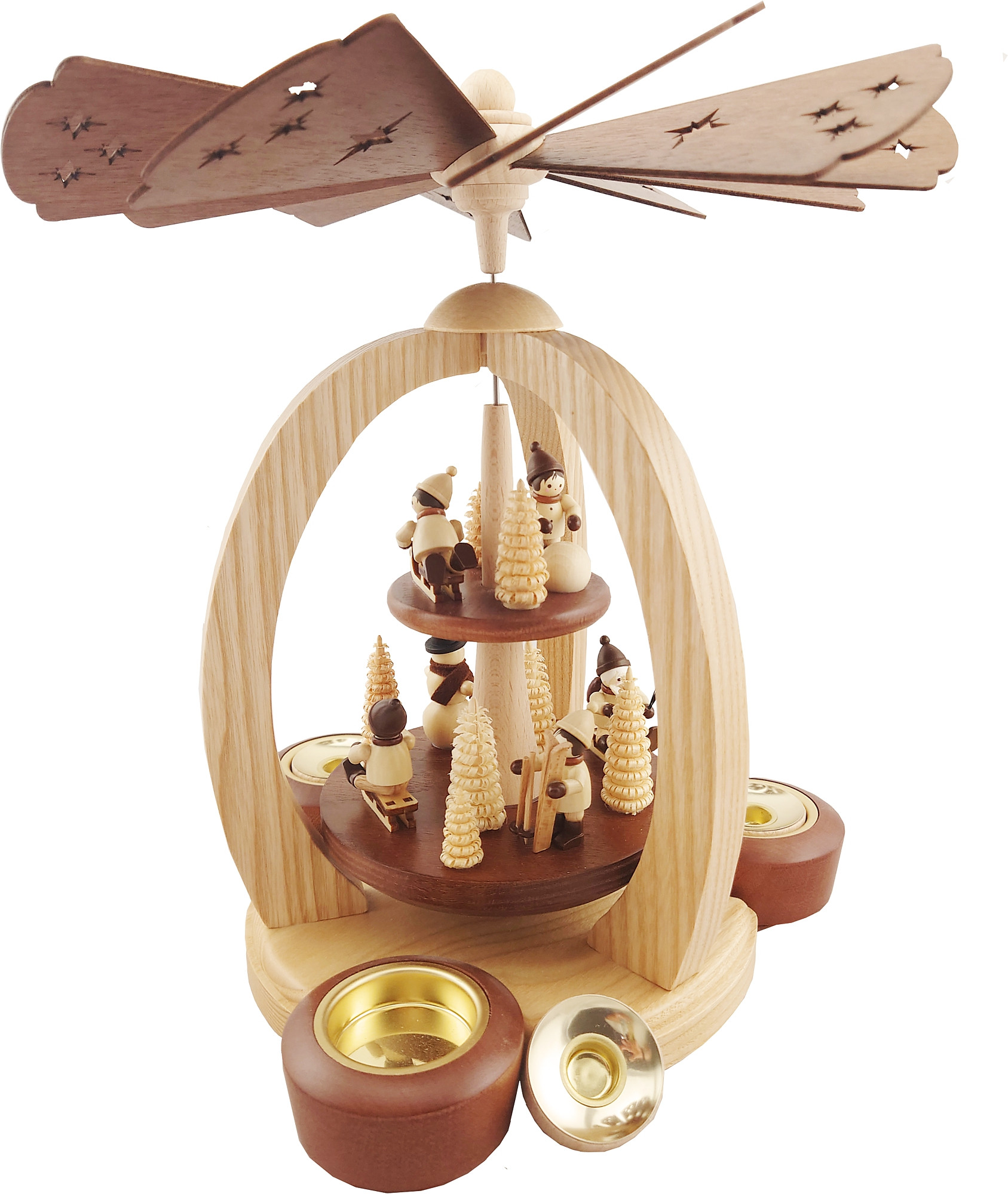 Legler Pyramide Winterkinder natur doppelstöckig mit Teelicht und Kerze Legler Pyramide Winterkinder natur doppelstöckig mit Teelicht und Kerze