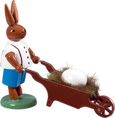 Ellmann Osterhase mit Schubkarre und Ei