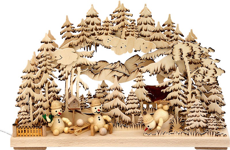 RATAGS Holzdesign 3D-Schwibbogen klein, Schneemannparadies RATAGS Holzdesign 3D-Schwibbogen klein, Schneemannparadies