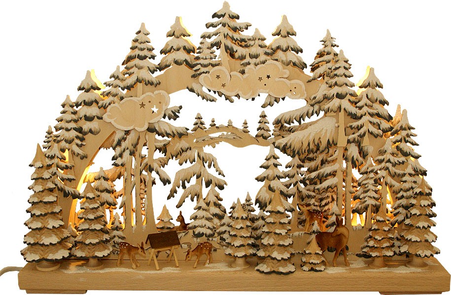 RATAGS Holzdesign 3D-Schwibbogen Rehe auf der Lichtung Rauhreif, klein RATAGS Holzdesign 3D-Schwibbogen Rehe auf der Lichtung Rauhreif, klein