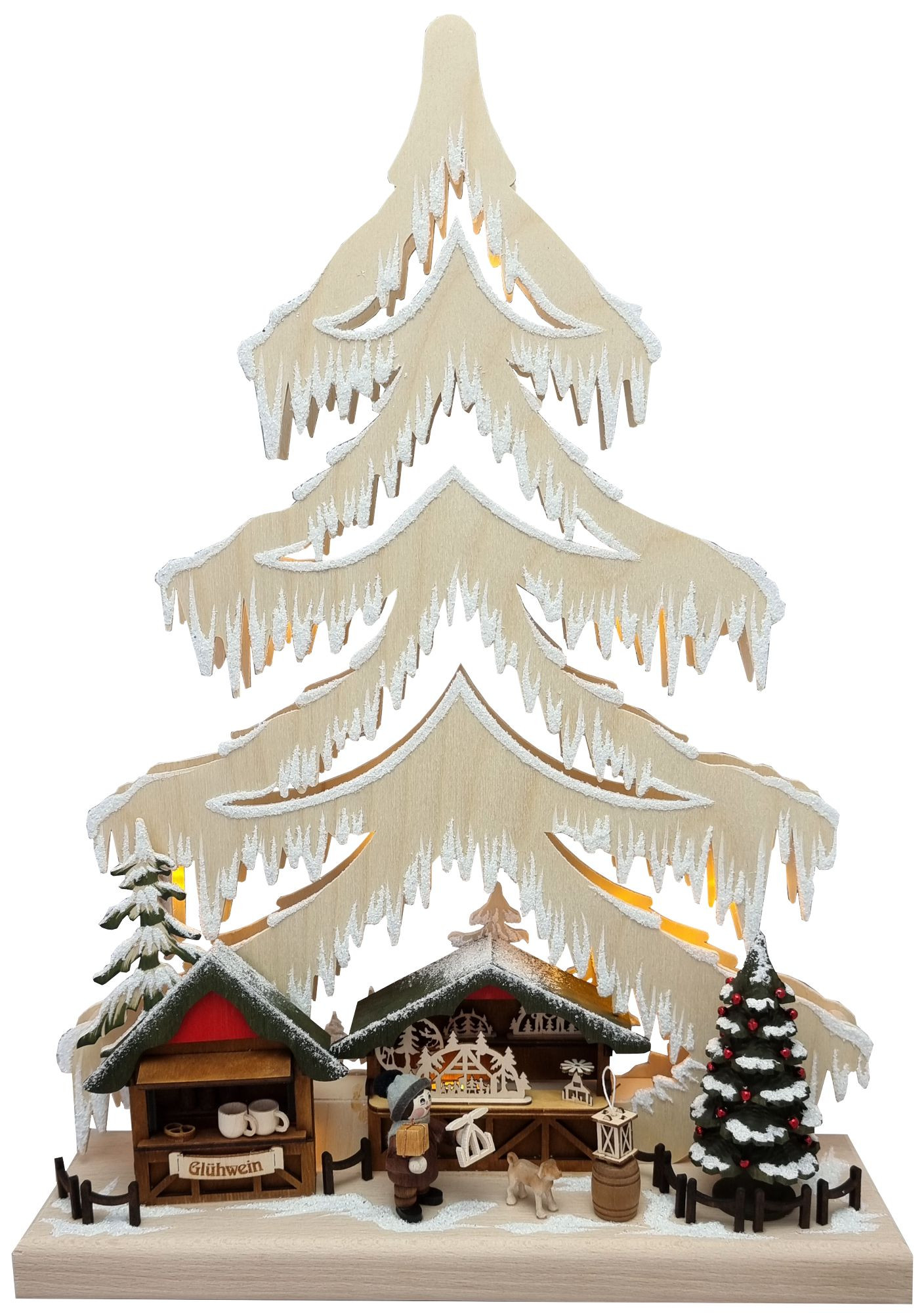 3D-Schwibbogen Tanne klein, Weihnachtsmarkt mit Verkaufsstände 3D-Schwibbogen Tanne klein, Weihnachtsmarkt mit Verkaufsstände