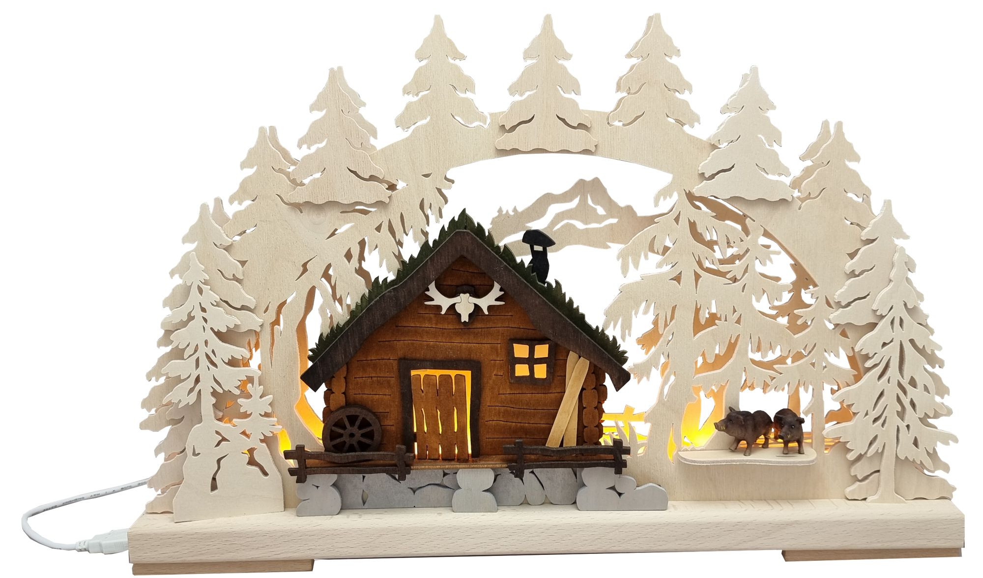 Ratags 3D-Schwibbogen klein Jagdhütte im Wald Ratags 3D-Schwibbogen klein Jagdhütte im Wald