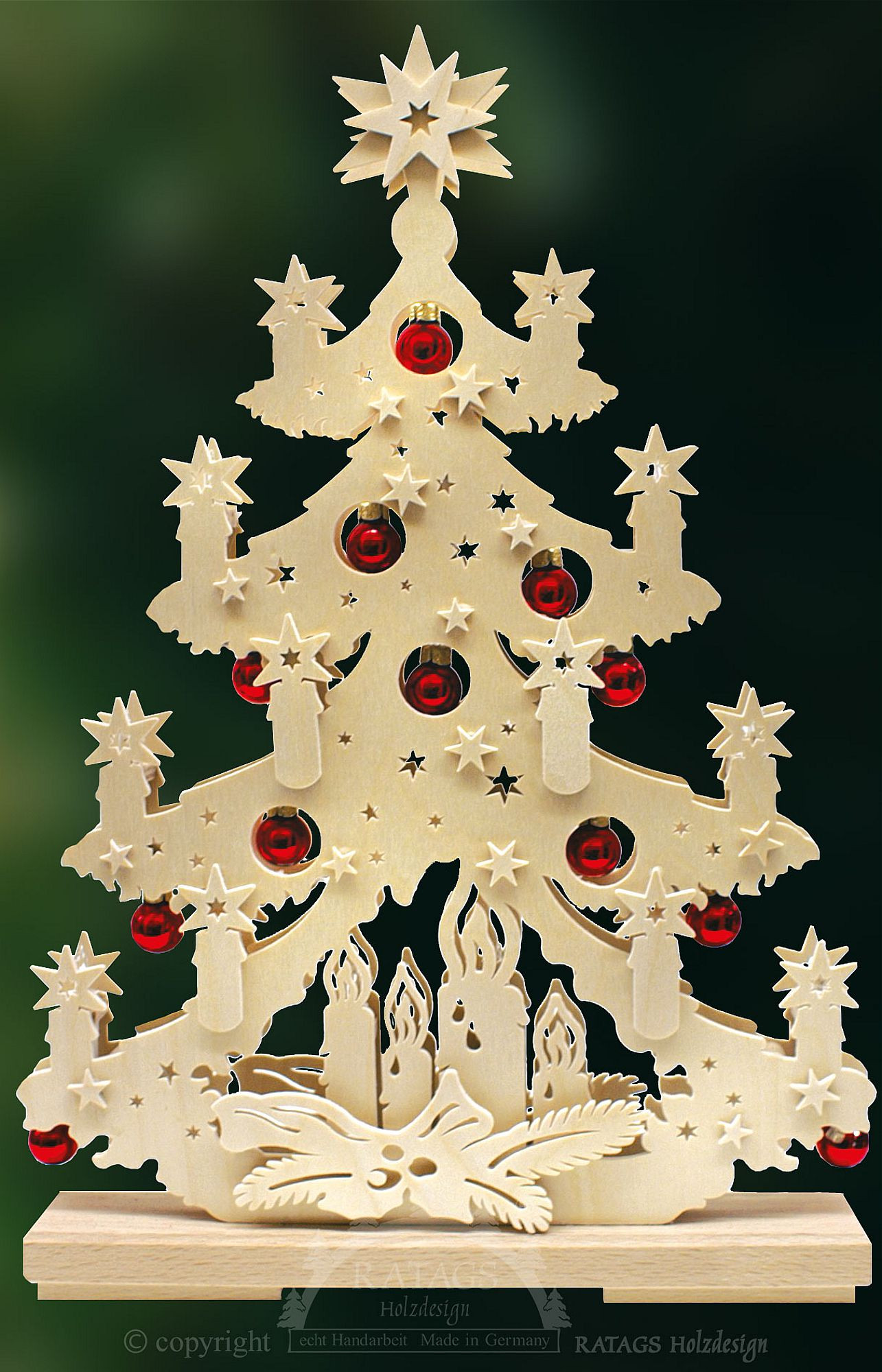 Ratags 3D Schwibbogen Tanne klein, Kugeln, rot Ratags 3D Schwibbogen Tanne klein, Kugeln, rot