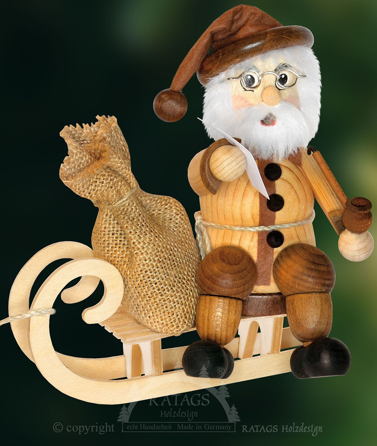 Ratags Räuchermännchen Kantenhocker Weihnachtsmann auf Schlitten Ratags Räuchermännchen Kantenhocker Weihnachtsmann auf Schlitten