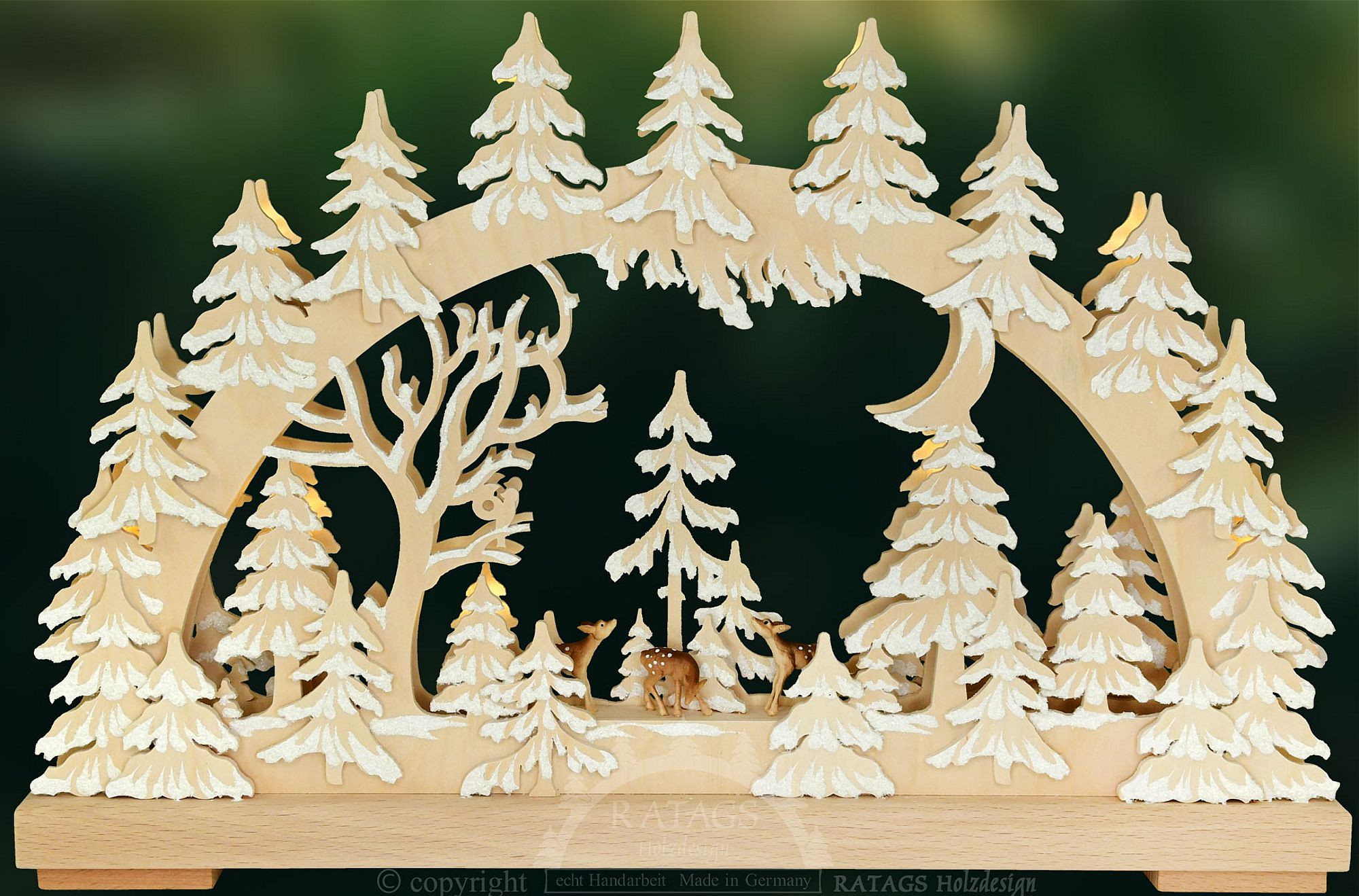 Ratags 3D-Schwibbogen Rehe in der Abenddämmerung, klein Ratags 3D-Schwibbogen Rehe in der Abenddämmerung, klein