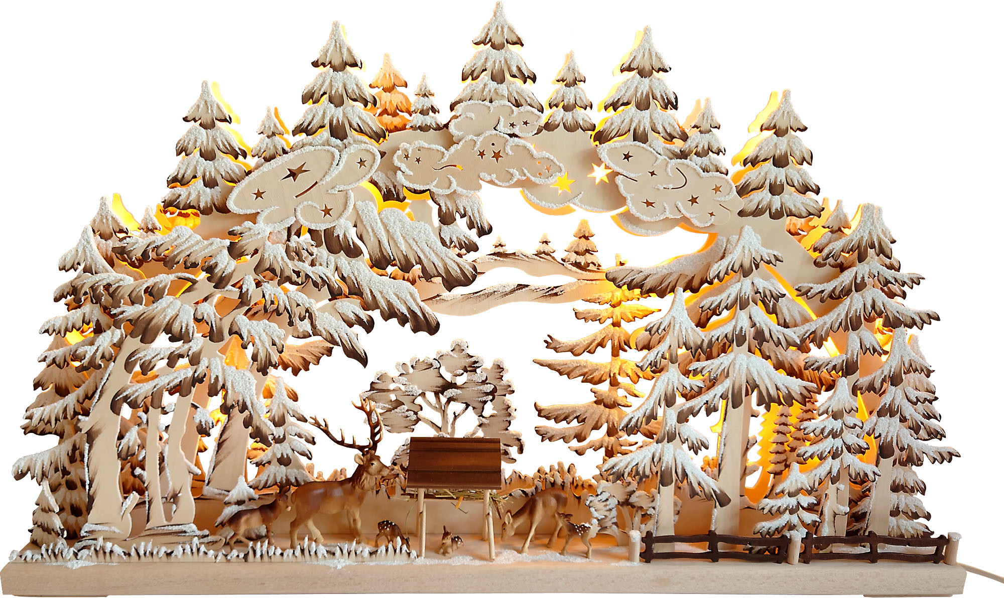 RATAGS Holzdesign 3D-Schwibbogen Rehe im Wald, groß - mit Raureif RATAGS Holzdesign 3D-Schwibbogen Rehe im Wald, groß - mit Raureif