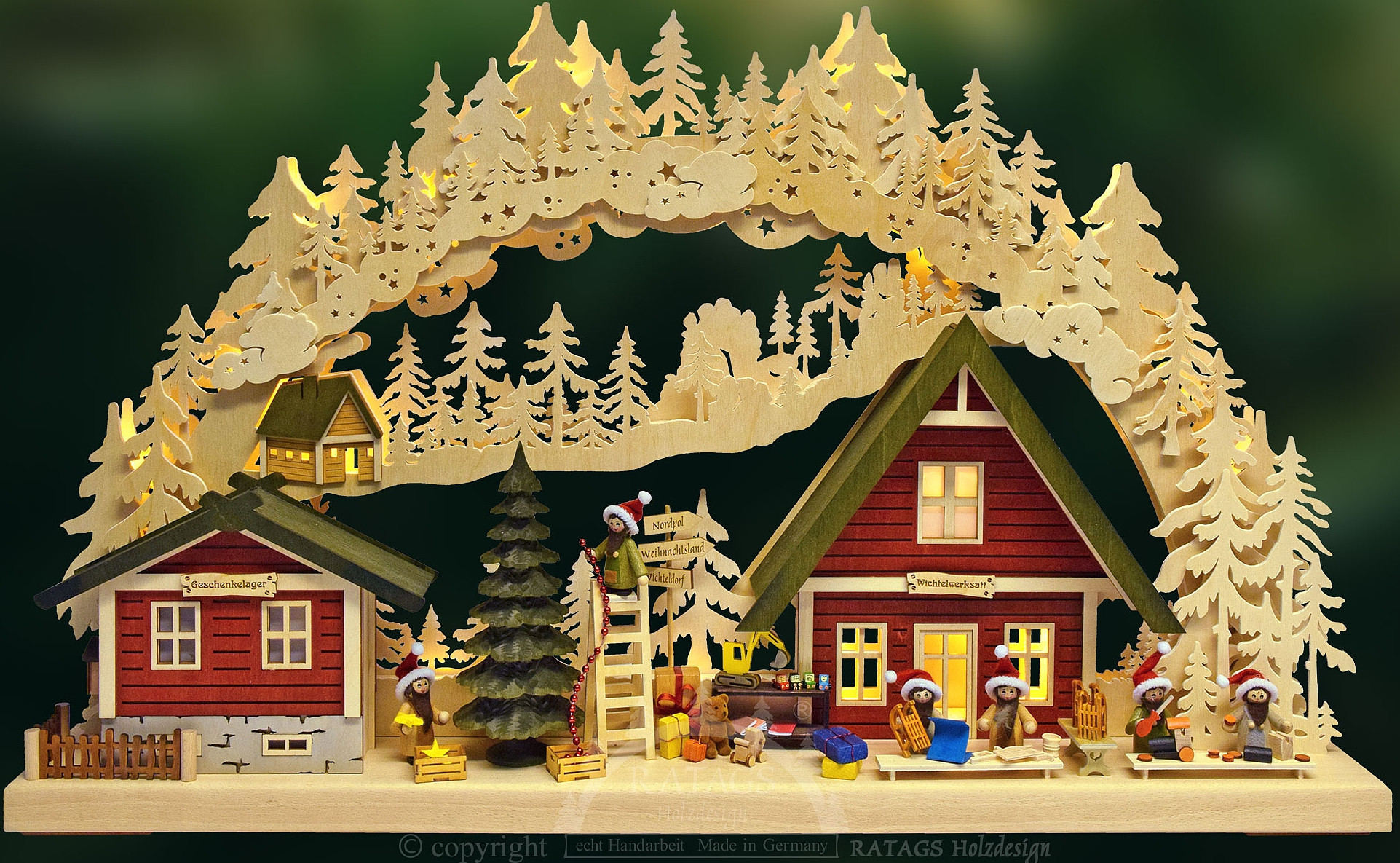 Ratags-3D-Schwibbogen Weihnachtswerkstatt groß Ratags-3D-Schwibbogen Weihnachtswerkstatt groß