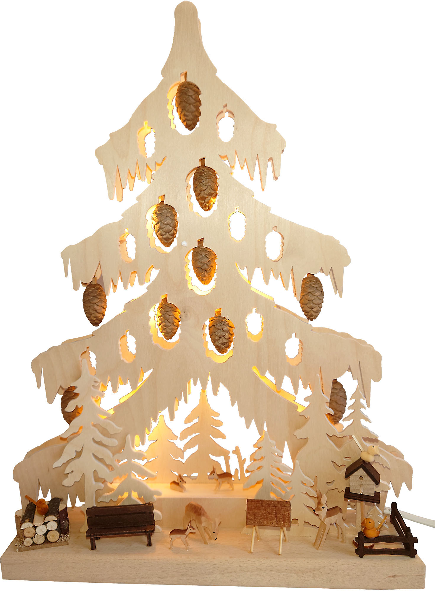 RATAGS Holzdesign 3D-Schwibbogen Tanne klein, Tiere im Wald RATAGS Holzdesign 3D-Schwibbogen Tanne klein, Tiere im Wald