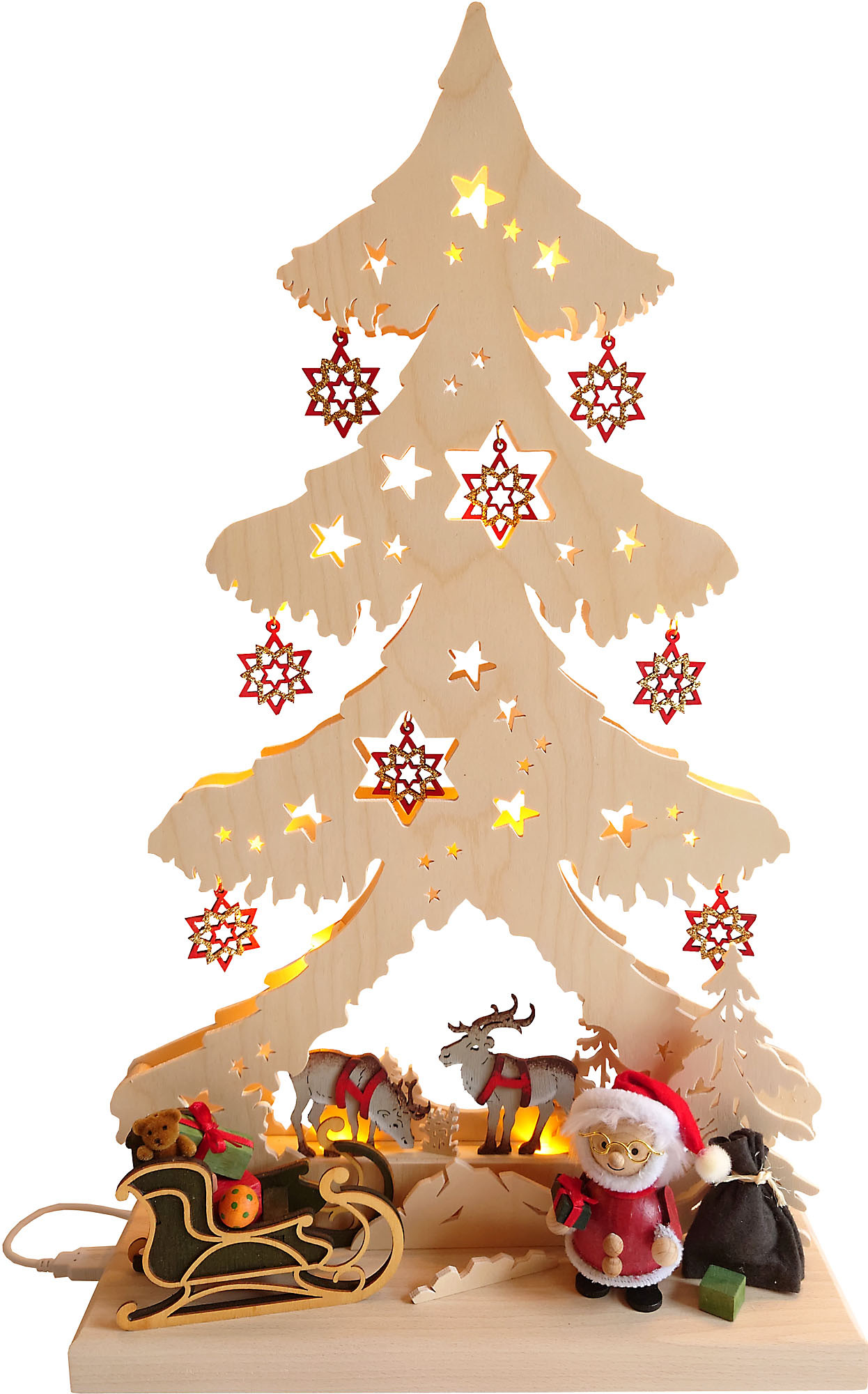 RATAGS Holzdesign 3D-Schwibbogen Tanne mittelgroß, Weihnachtsmann mit Rentieren RATAGS Holzdesign 3D-Schwibbogen Tanne mittelgroß, Weihnachtsmann mit Rentieren