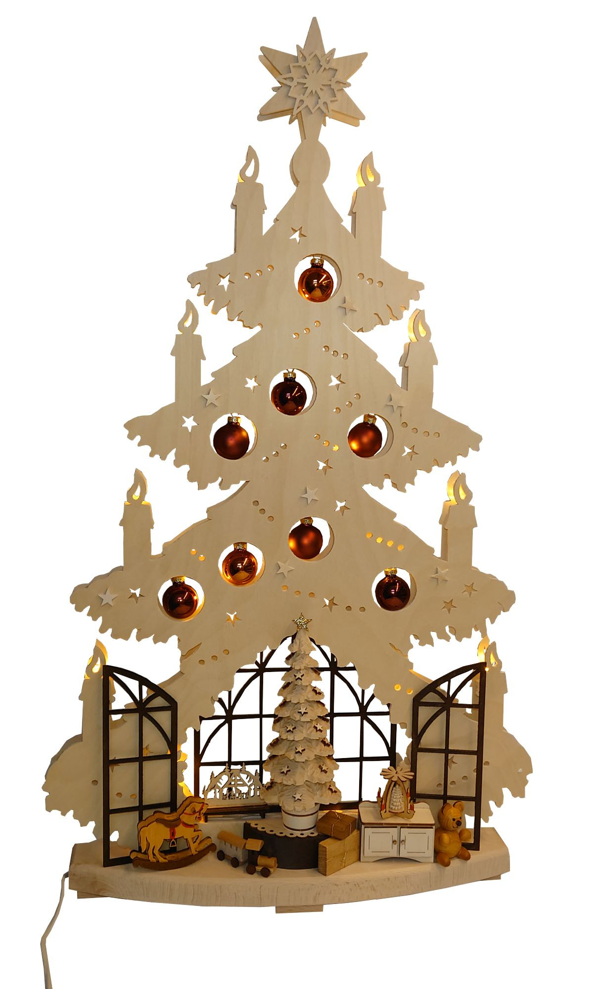 3D-Schwibbogen Tanne Weihnachtsstube mit Fenster, groß 3D-Schwibbogen Tanne Weihnachtsstube mit Fenster, groß