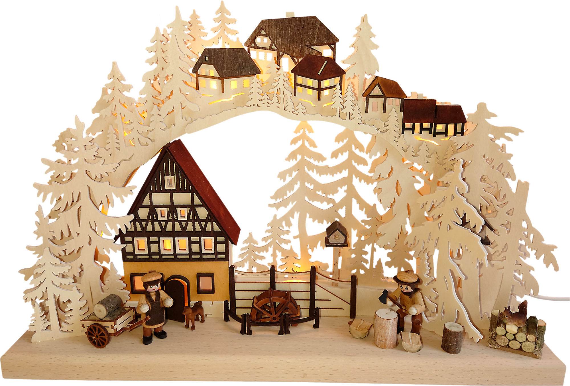 RATAGS Holzdesign 3D-Schwibbogen klein, Sägewerk mit Mühlrad RATAGS Holzdesign 3D-Schwibbogen klein, Sägewerk mit Mühlrad