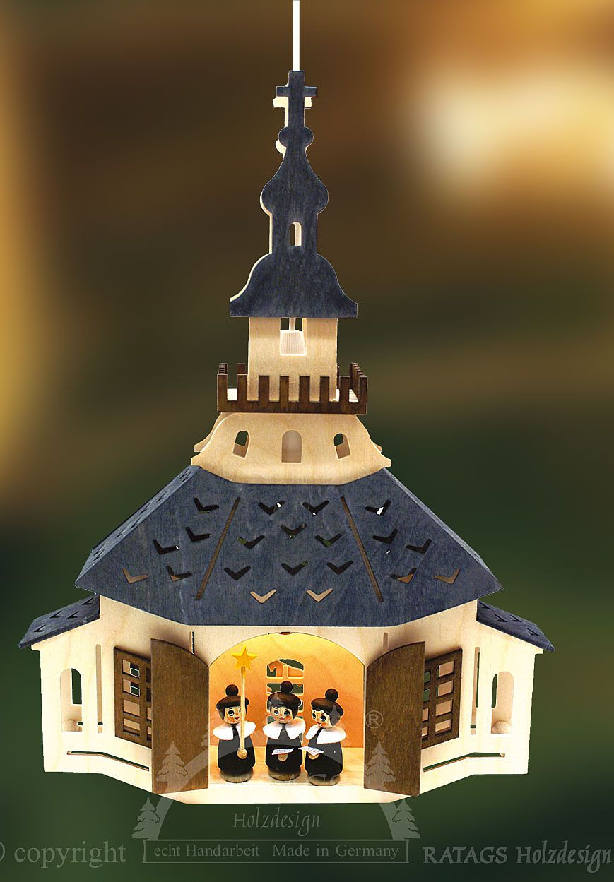 Ratags Beleuchtetes Fensterbild Kirche Seiffen, Kurrende, farbige Dächer Ratags Beleuchtetes Fensterbild Kirche Seiffen, Kurrende, farbige Dächer