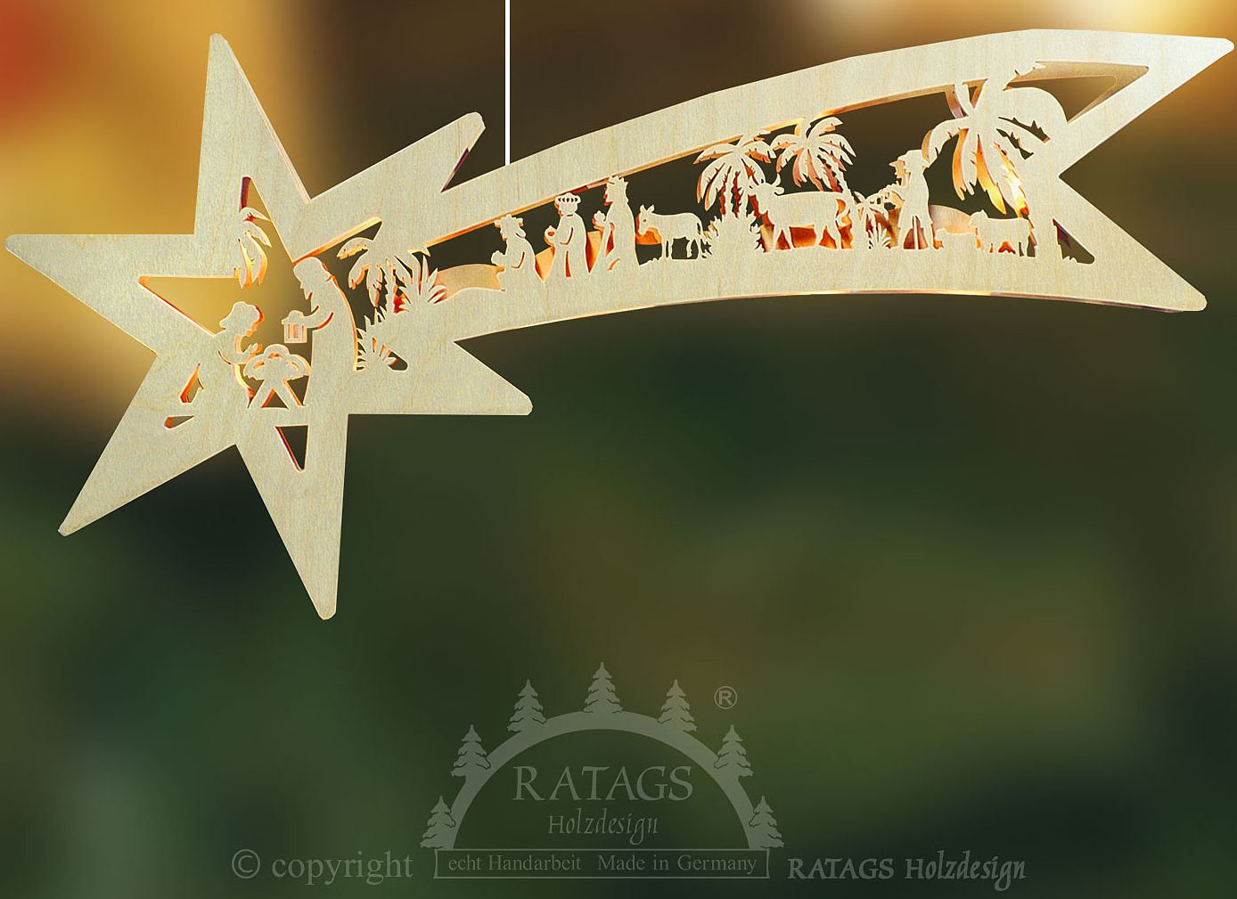 Ratags Beleuchtetes Fensterbild Sternschweif, Geburt Christi, 10tlg. Bel. Ratags Beleuchtetes Fensterbild Sternschweif, Geburt Christi, 10tlg. Bel.