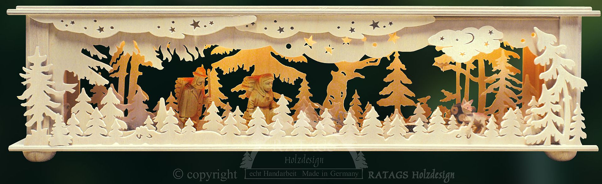 Ratags Raumleuchte zwei geschnitzte Figuren, Fuchs, klein Ratags Raumleuchte zwei geschnitzte Figuren, Fuchs, klein