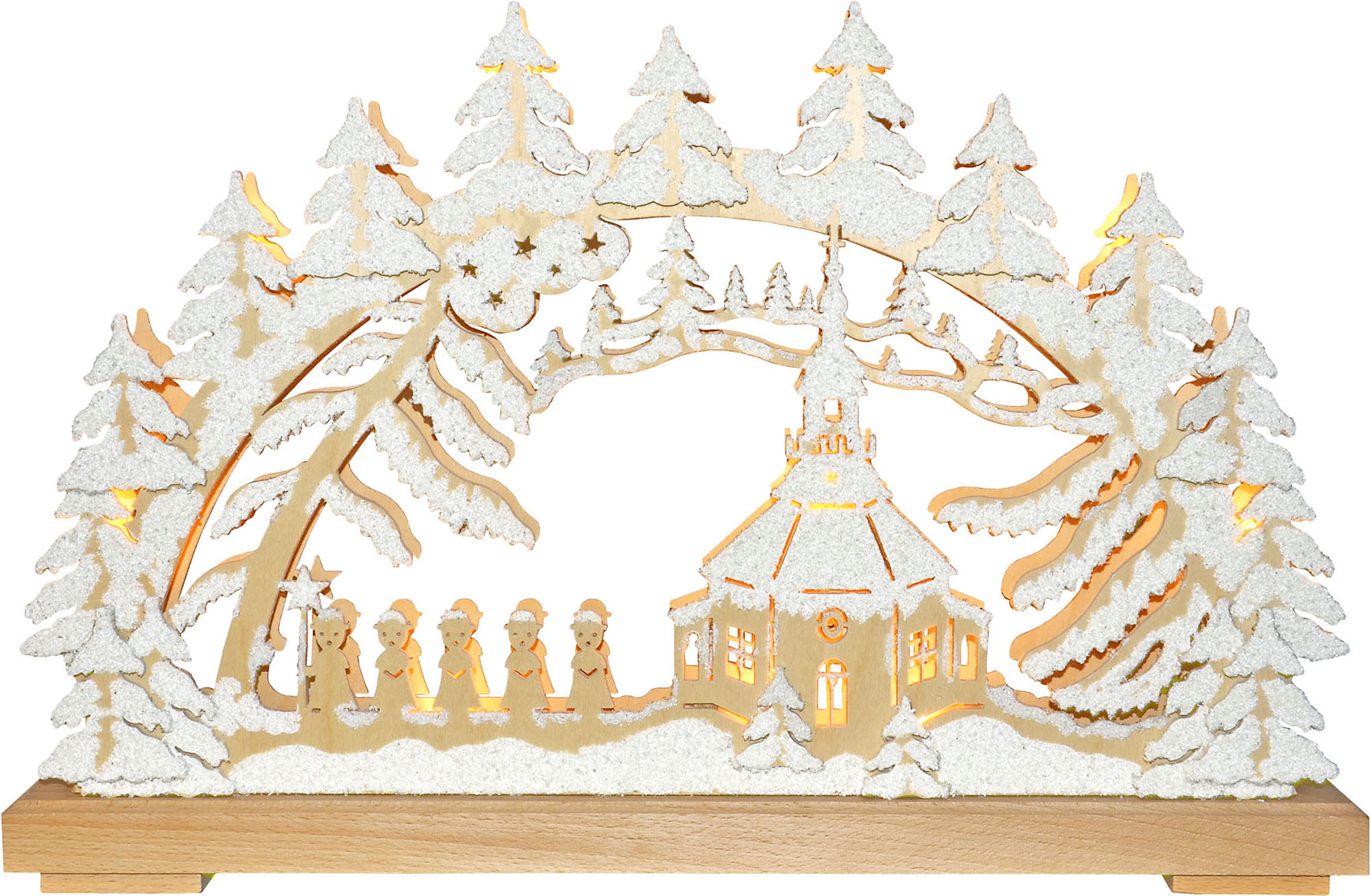 Ratags Schwibbogen Barockkirche Seiffen, klein, Raureif Ratags Schwibbogen Barockkirche Seiffen, klein, Raureif