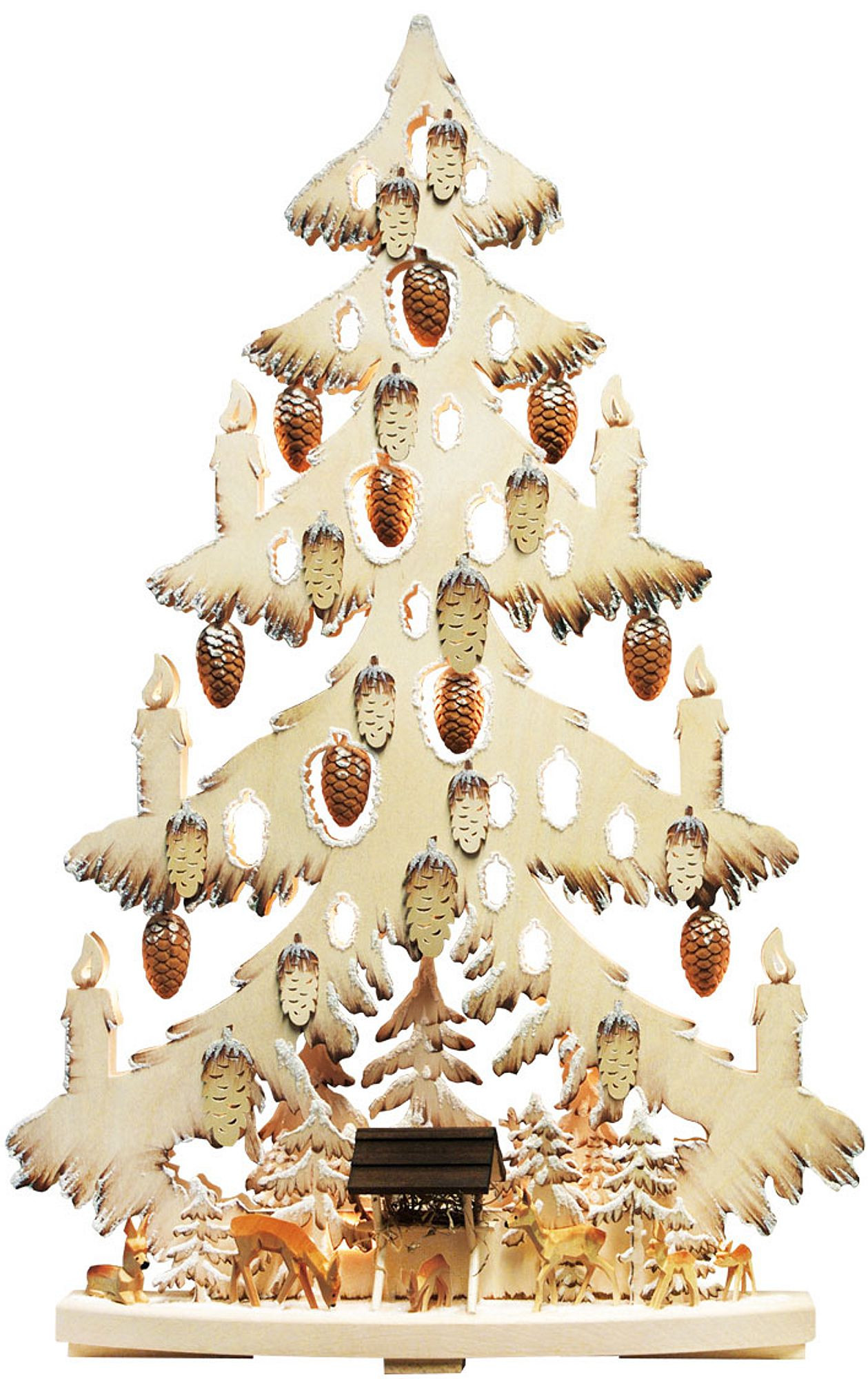 Ratags 3D Schwibbogen Tanne geschnitzte Zapfen, Futterstelle, braun, gross, Raureif Ratags 3D Schwibbogen Tanne geschnitzte Zapfen, Futterstelle, braun, gross, Raureif