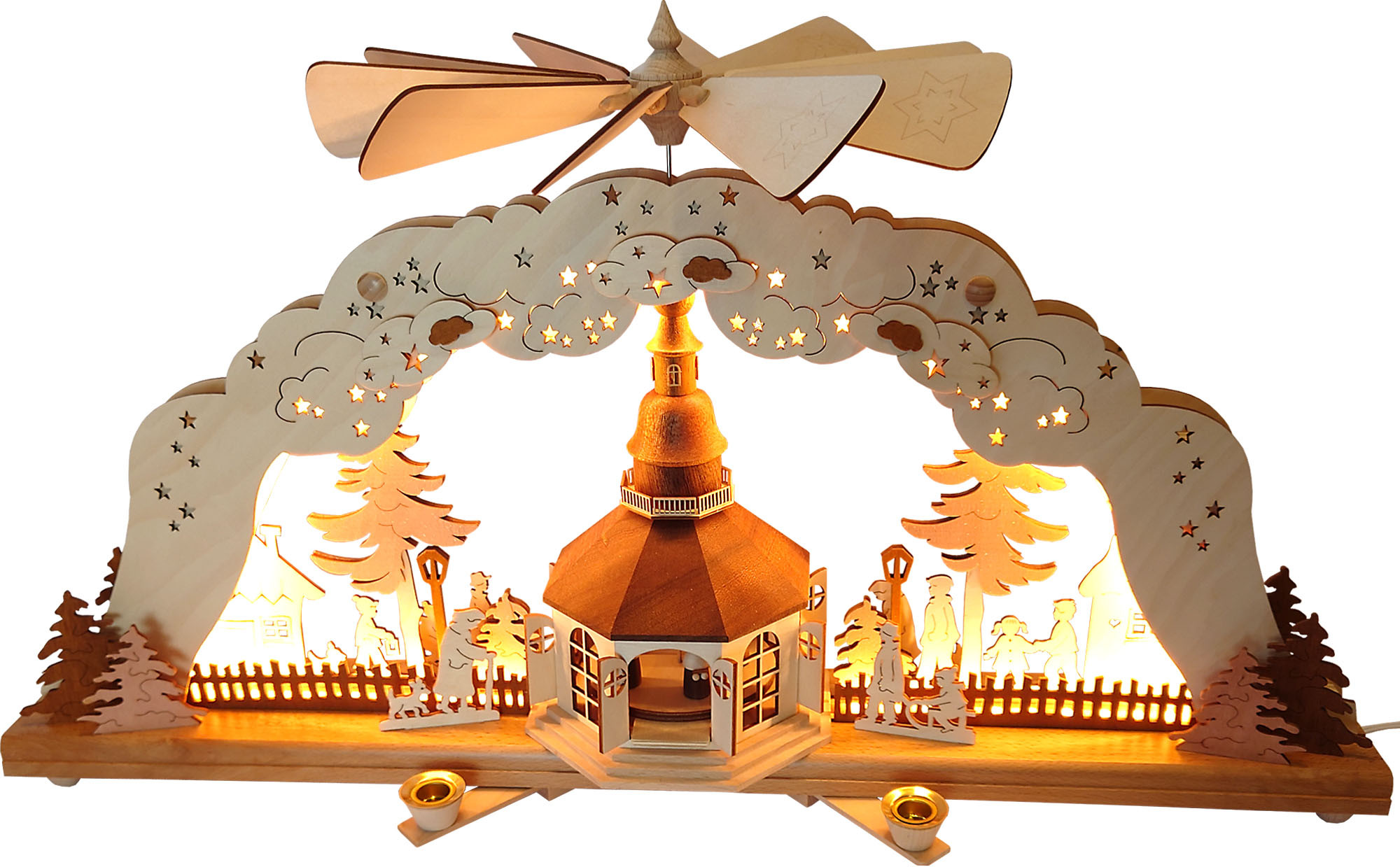 rauta Doppel-Pyramidenbogen Seiffener Kirche, indirekte Beleuchtung rauta Doppel-Pyramidenbogen Seiffener Kirche, indirekte Beleuchtung
