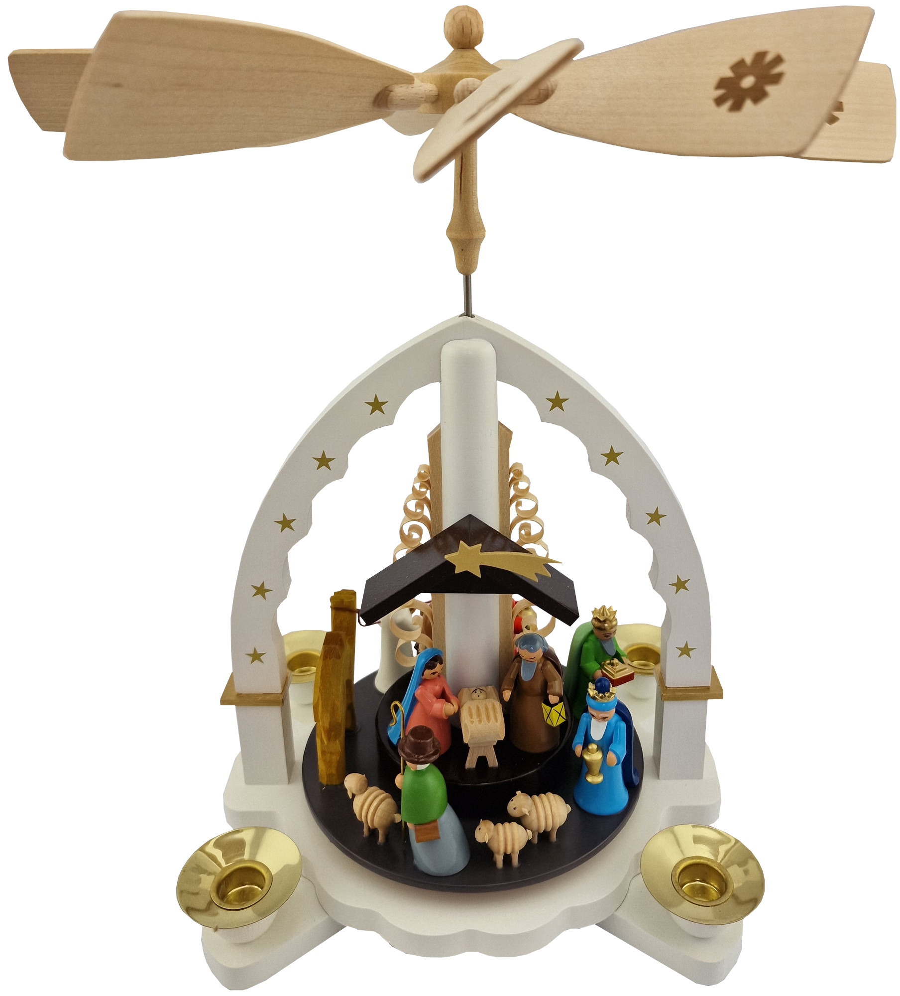Richard Glässer Weihnachtspyramide, Heilige Drei Könige, weiß Richard Glässer Weihnachtspyramide, Heilige Drei Könige, weiß