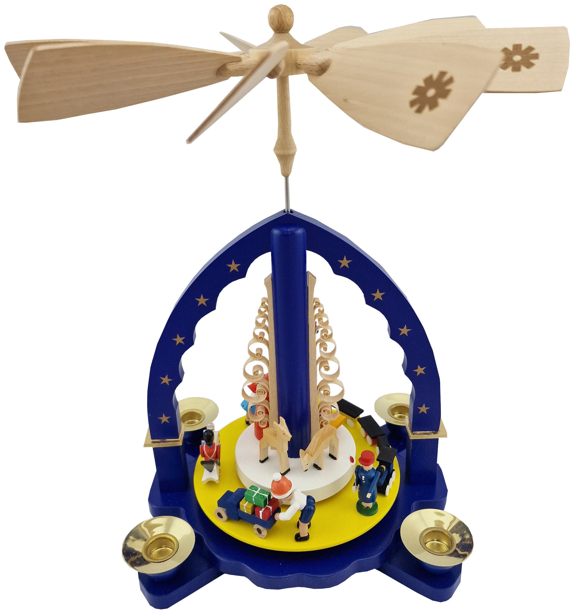 Richard Glässer Weihnachtspyramide, Weihnachtsbescherung, blau Richard Glässer Weihnachtspyramide, Weihnachtsbescherung, blau