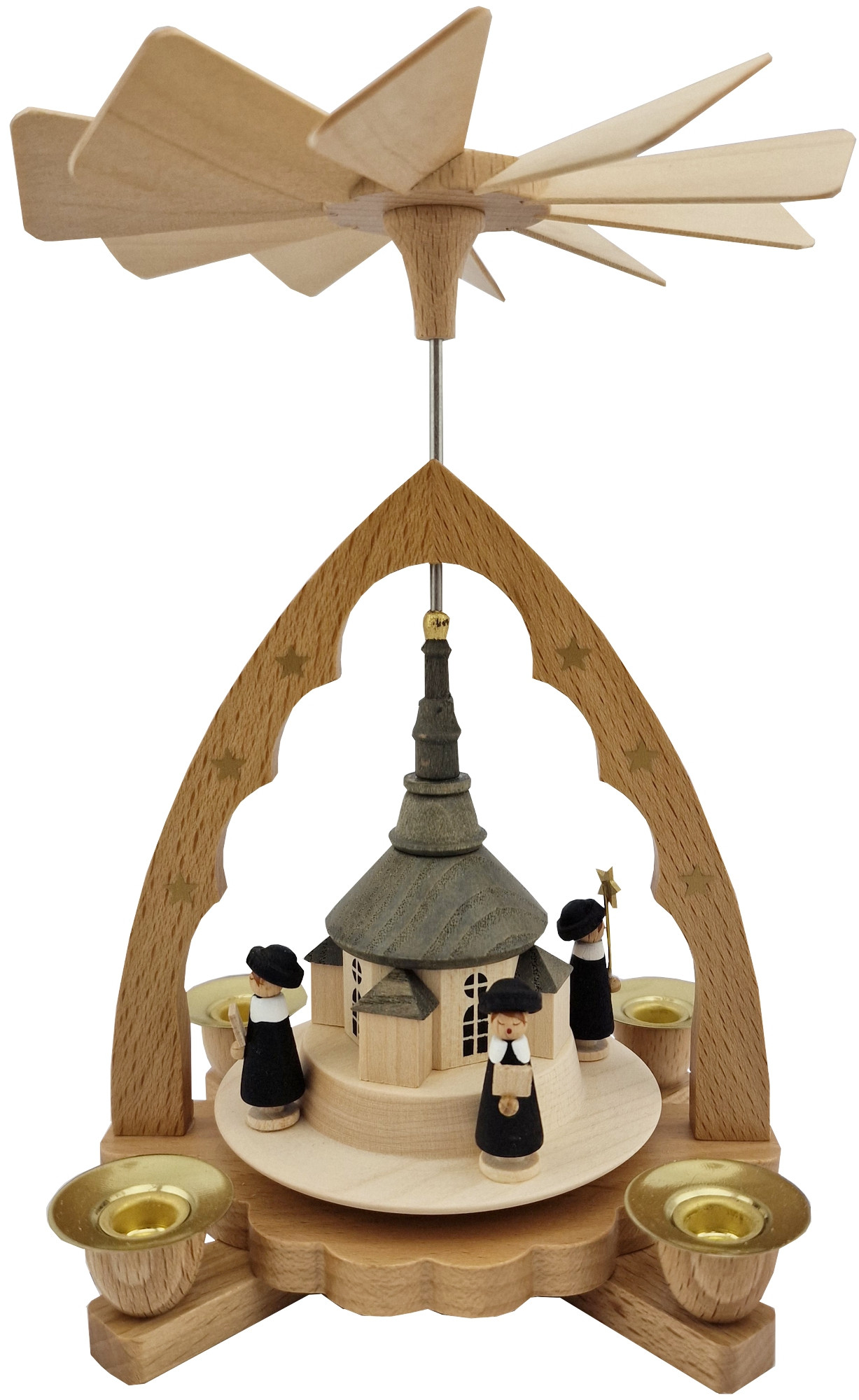 Richard Glässer Weihnachtspyramide Seiffener Kirche mit Kurrende, natur Richard Glässer Weihnachtspyramide Seiffener Kirche mit Kurrende, natur