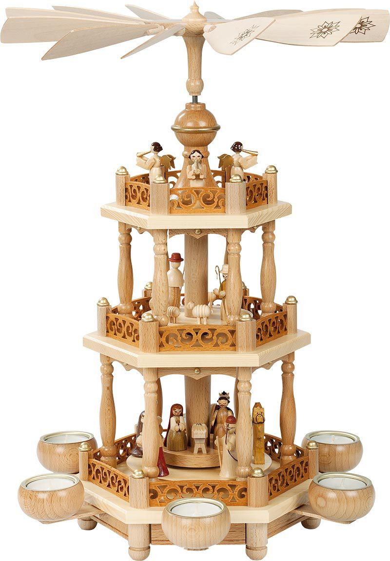 Richard Glässer Pyramide Christi Geburt, 2-stöckig für Teelichte Richard Glässer Pyramide Christi Geburt, 2-stöckig für Teelichte