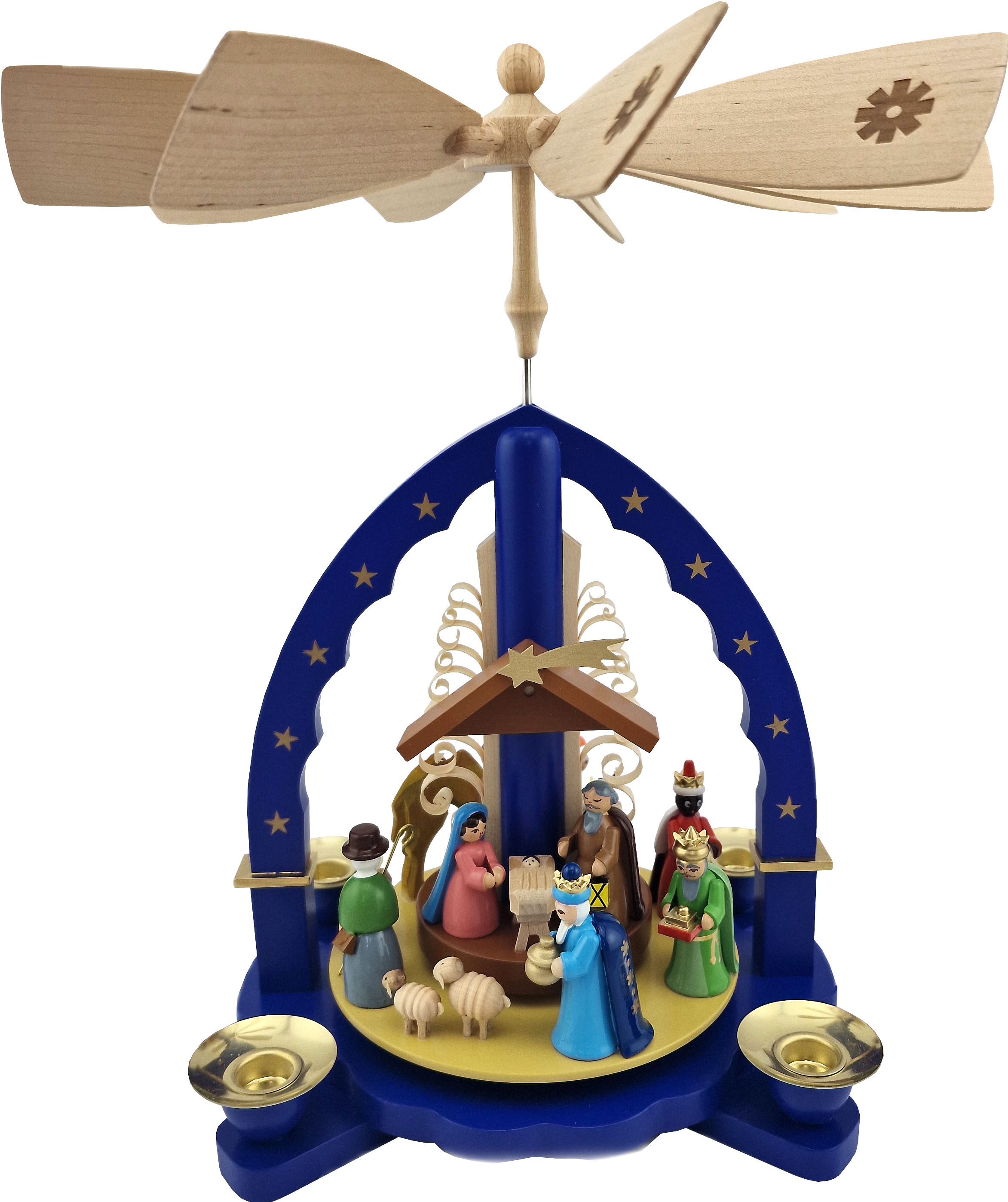 Richard Glässer Weihnachtspyramide, Heilige Drei Könige, blau Richard Glässer Weihnachtspyramide, Heilige Drei Könige, blau