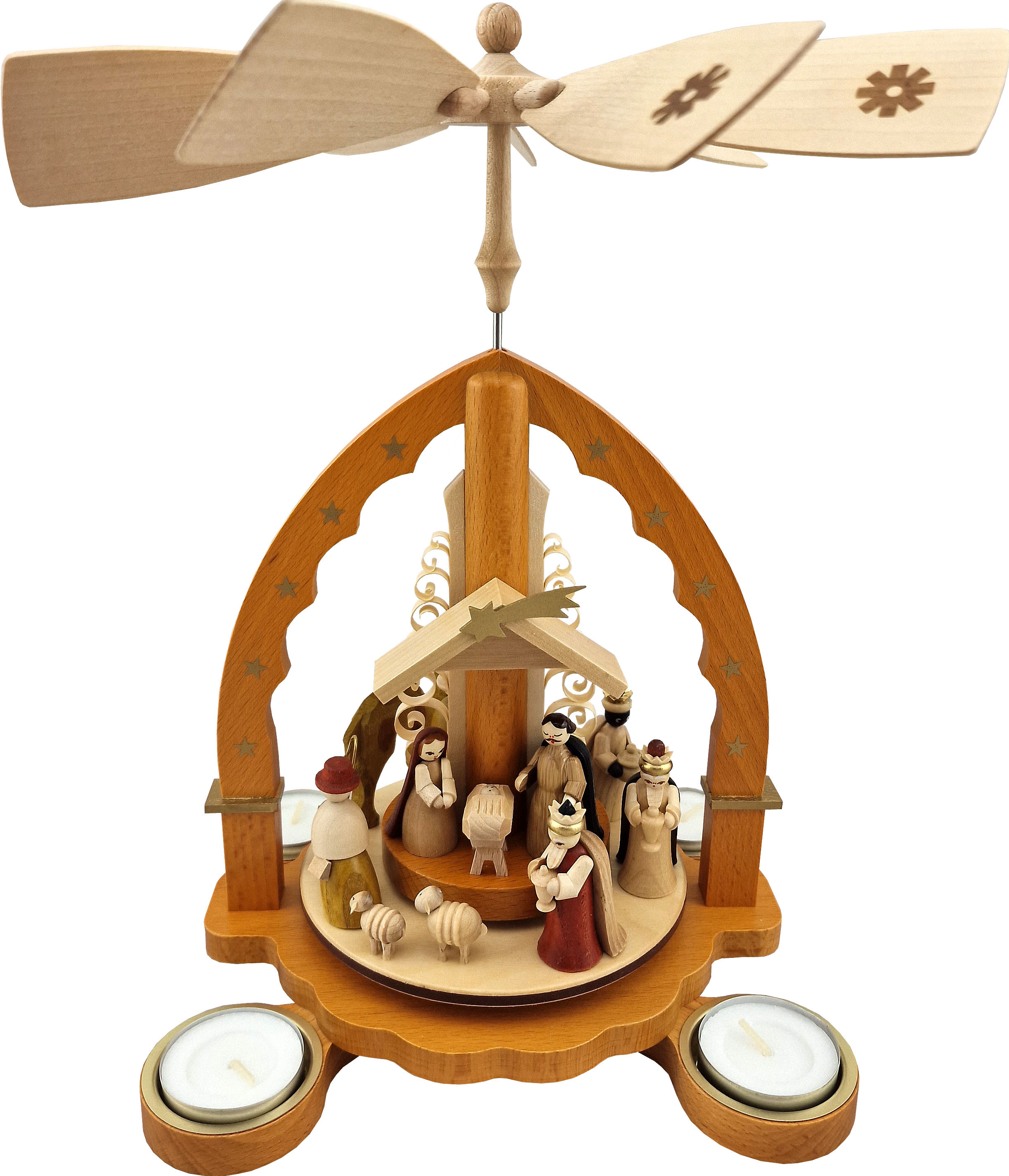Richard Glässer Teelichtpyramide Christi Geburt, natur Richard Glässer Teelichtpyramide Christi Geburt, natur