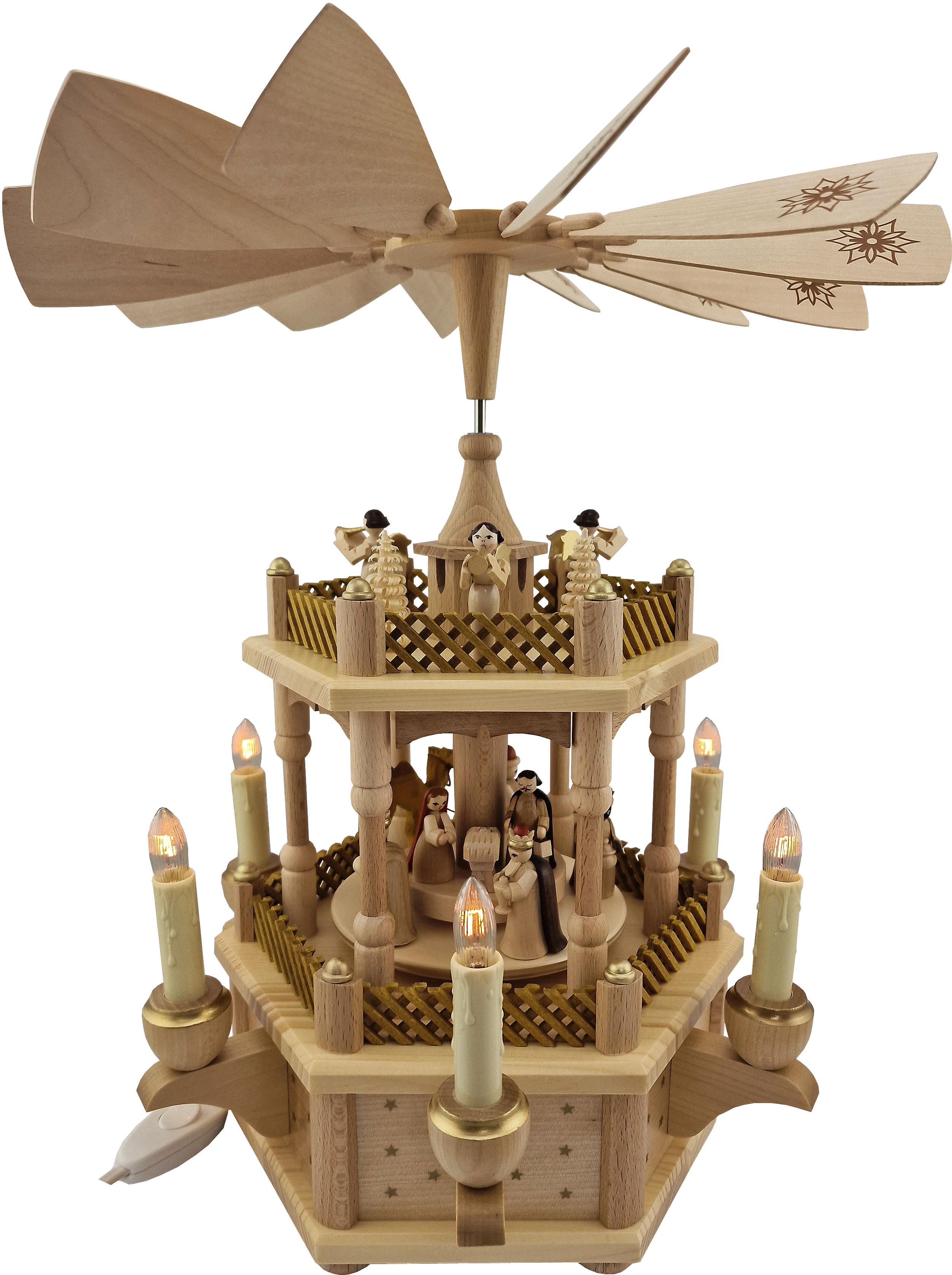 Richard Glässer Weihnachtspyramide Christi Geburt, natur, elektrisch Richard Glässer Weihnachtspyramide Christi Geburt, natur, elektrisch