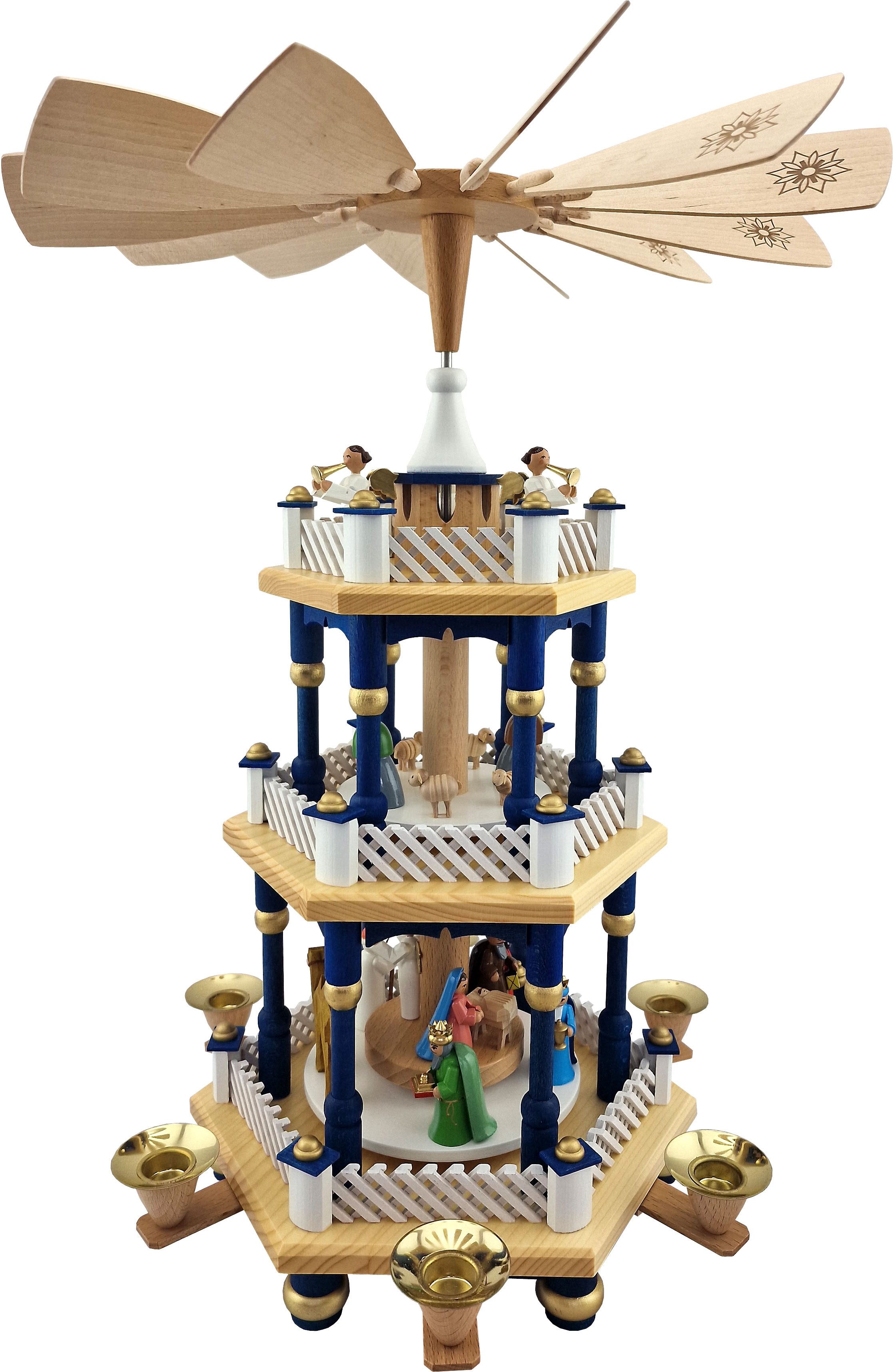Richard Glässer Weihnachtspyramide Christi Geburt, 2-stöckig, blau Richard Glässer Weihnachtspyramide Christi Geburt, 2-stöckig, blau