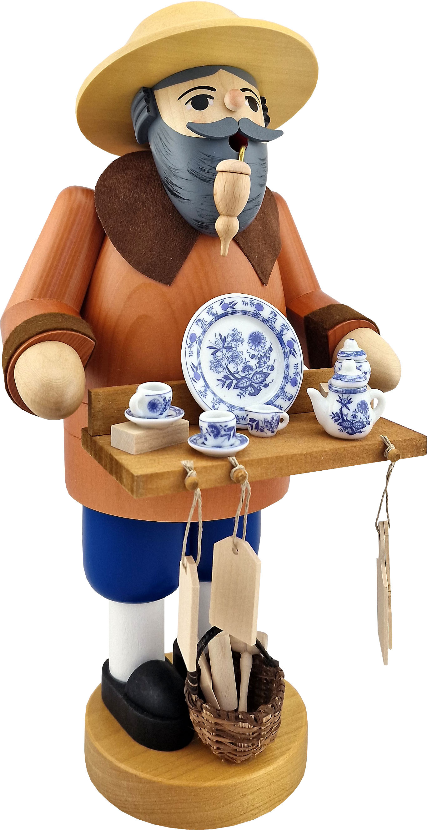 Richard Glässer Räuchermann Porzellanhändler, 33 cm Richard Glässer Räuchermann Porzellanhändler, 33 cm
