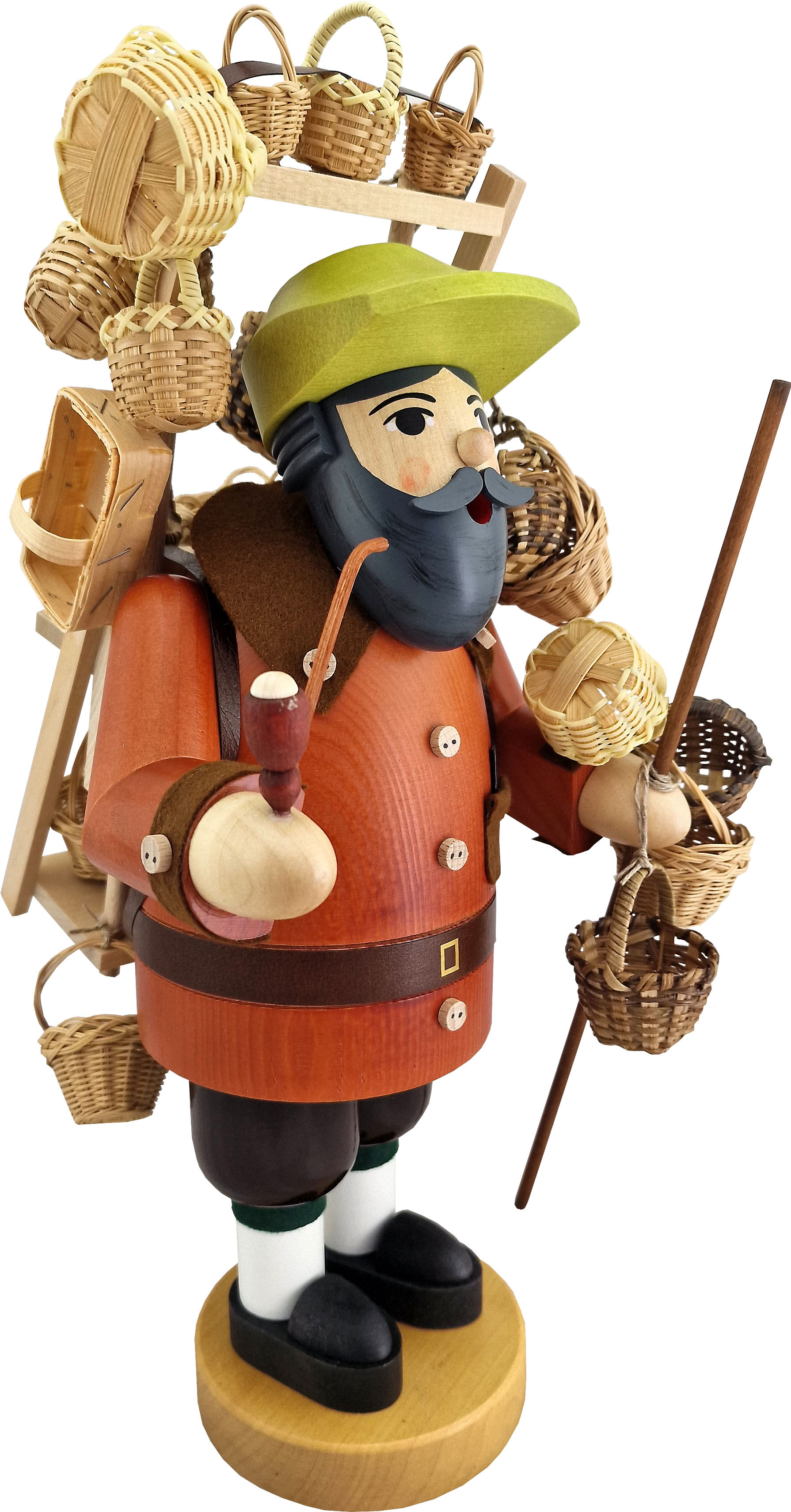 Richard Glässer Räuchermann Korbhändler, 41 cm Richard Glässer Räuchermann Korbhändler, 41 cm