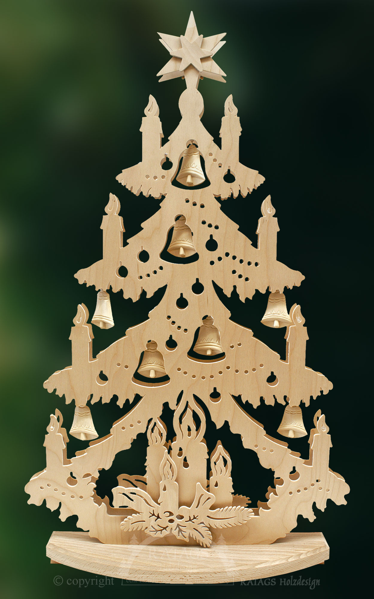 Ratags 3D Schwibbogen Tanne Kerzen, geschnitzte Glocken, groß Ratags 3D Schwibbogen Tanne Kerzen, geschnitzte Glocken, groß