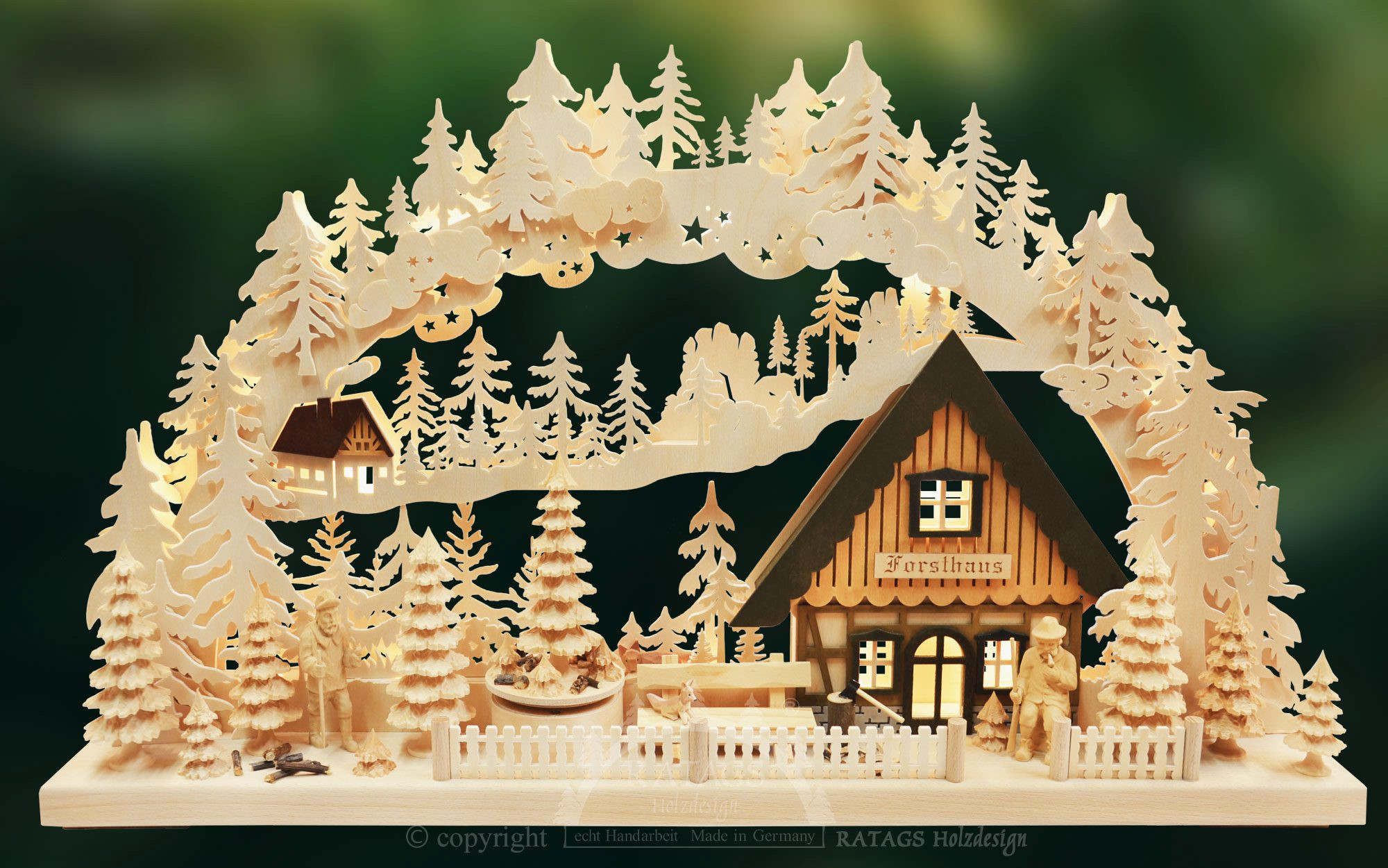 Ratags 3D-Schwibbogen Försterei, grün, groß Ratags 3D-Schwibbogen Försterei, grün, groß