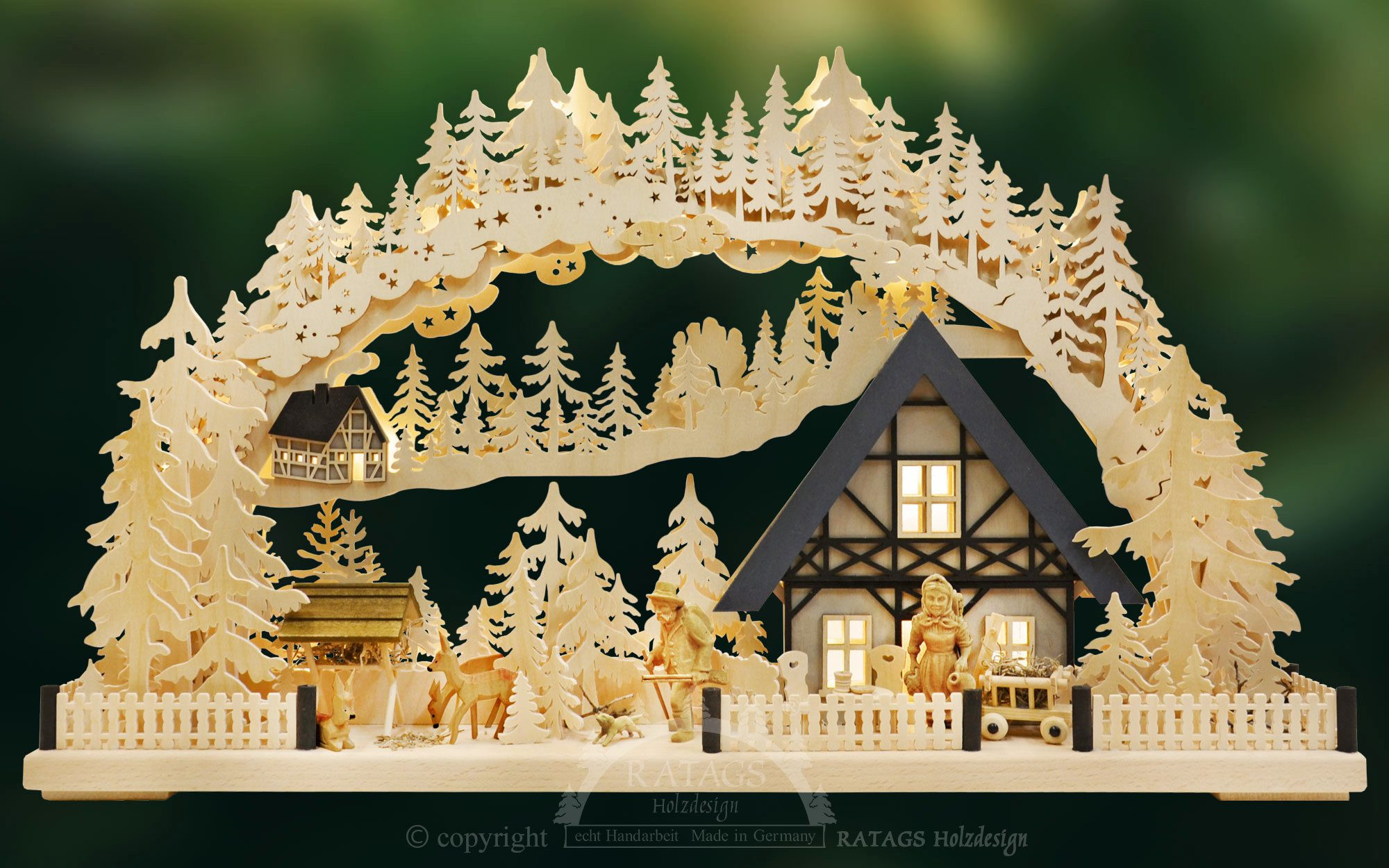 Ratags 3D-Schwibbogen Haus am Wald, Fachwerk, groß