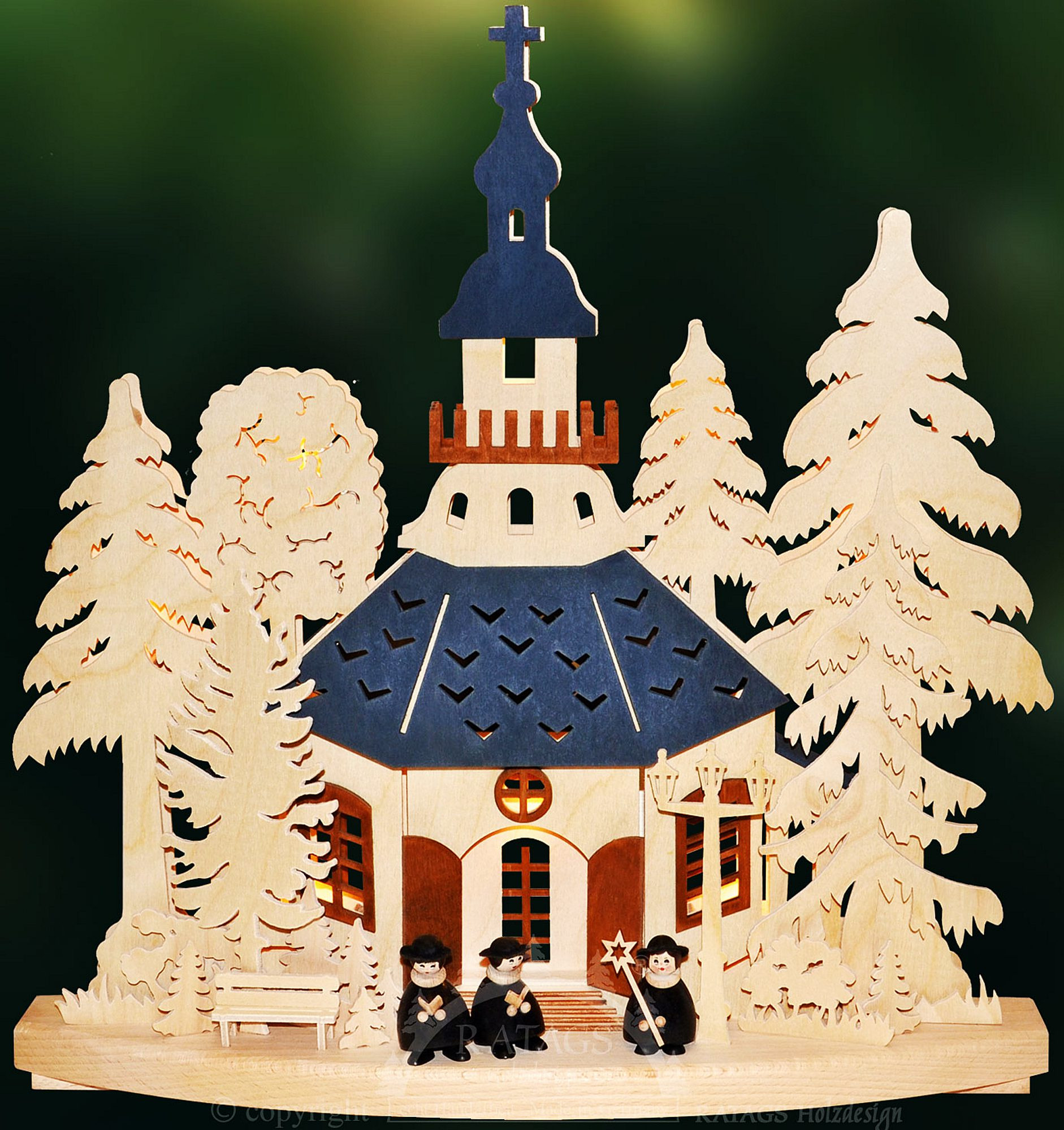 Ratags 3D-Schwibbogen Kirchgang in Seiffen, Molli-Kurrende, klein Ratags 3D-Schwibbogen Kirchgang in Seiffen, Molli-Kurrende, klein