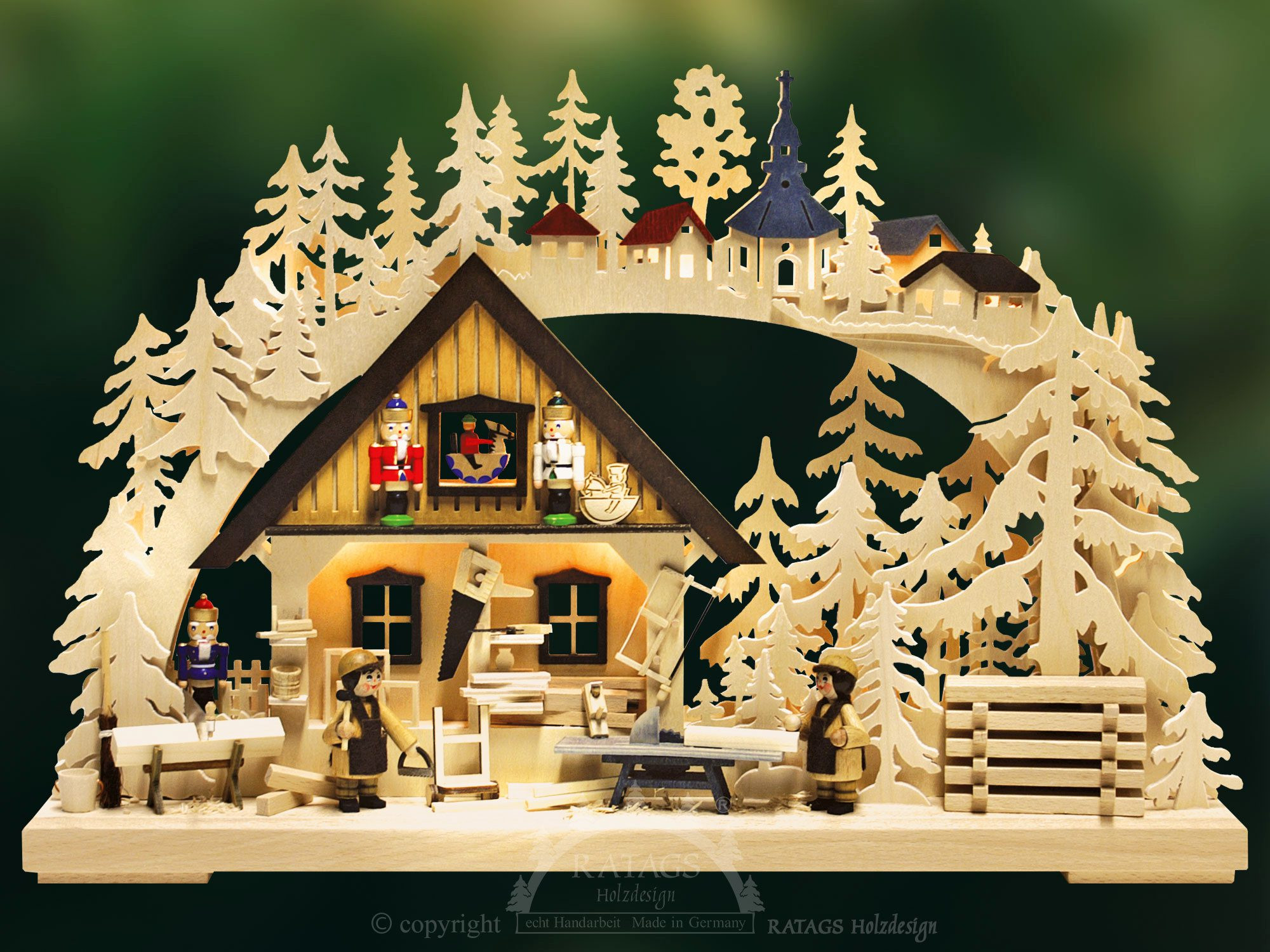 Ratags 3D-Schwibbogen Nussknackerwerkstatt, klein Ratags 3D-Schwibbogen Nussknackerwerkstatt, klein