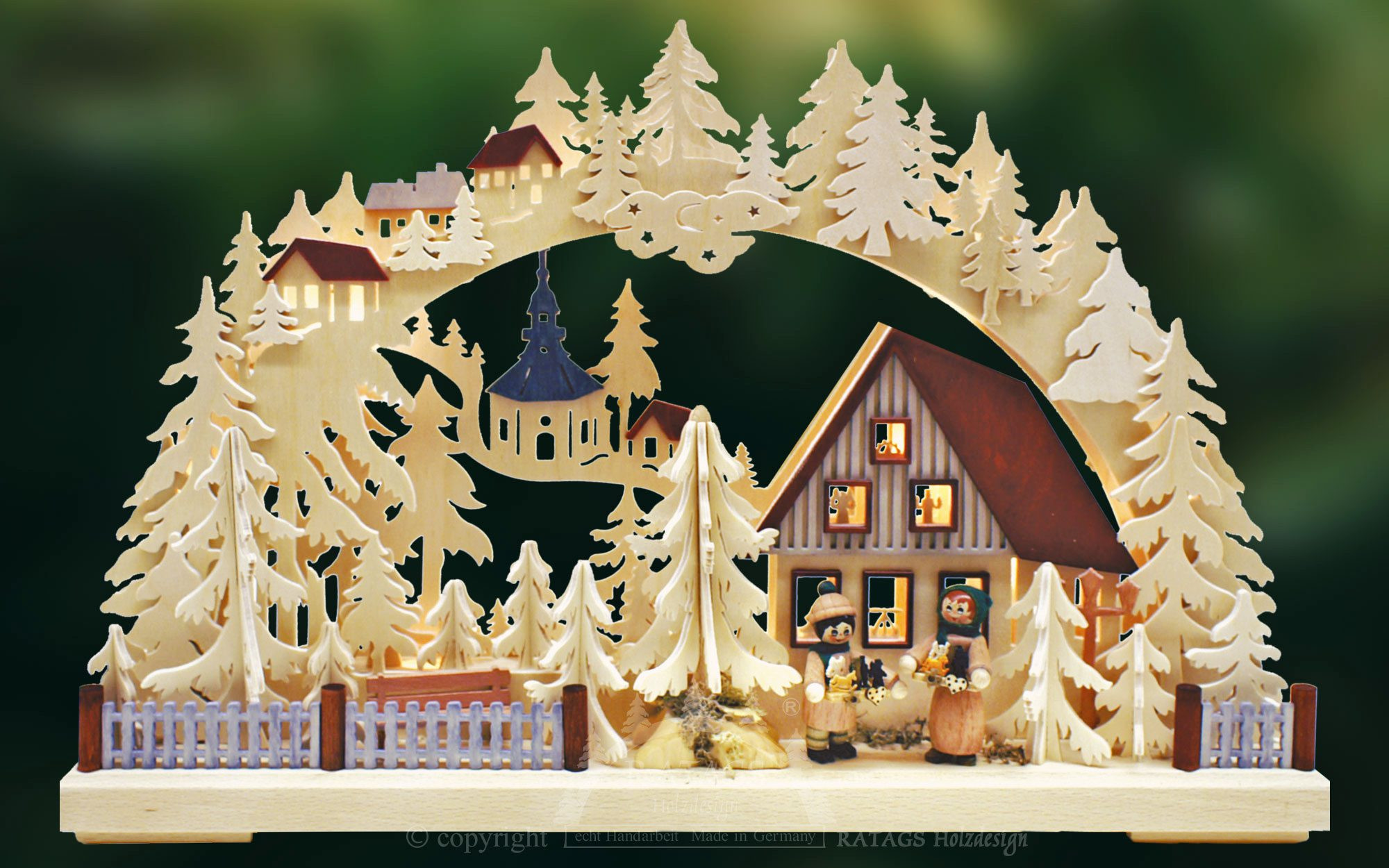 Ratags 3D Schwibbogen Striezelkinder an der Tanne, klein Ratags 3D Schwibbogen Striezelkinder an der Tanne, klein