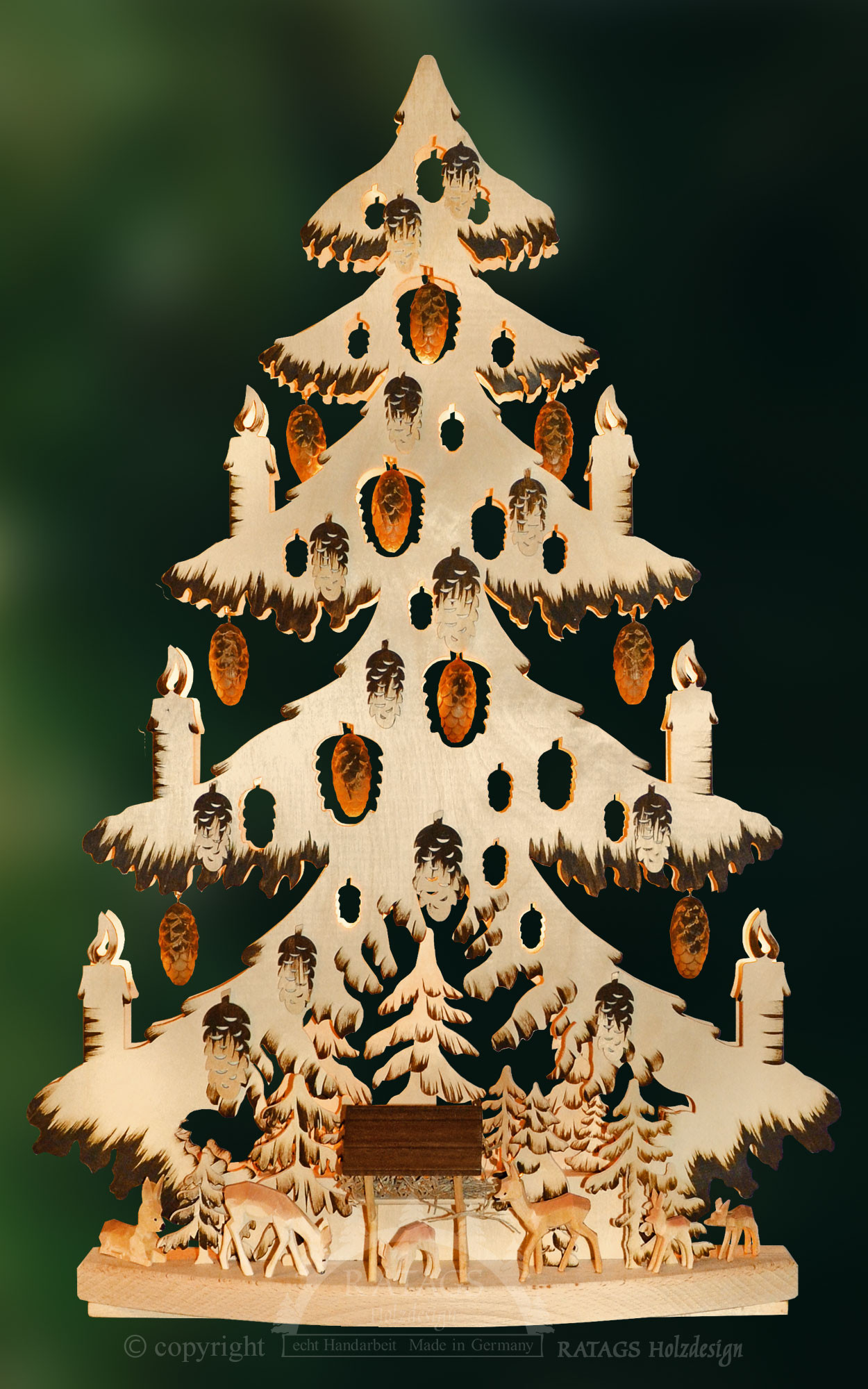 Ratags 3D Schwibbogen Tanne geschnitzte Zapfen, Futterstelle, braun, groß Ratags 3D Schwibbogen Tanne geschnitzte Zapfen, Futterstelle, braun, groß