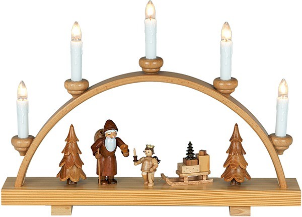 Ellmann Schwibbogen Weihnachtsmann mit Engel / natur Ellmann Schwibbogen Weihnachtsmann mit Engel / natur