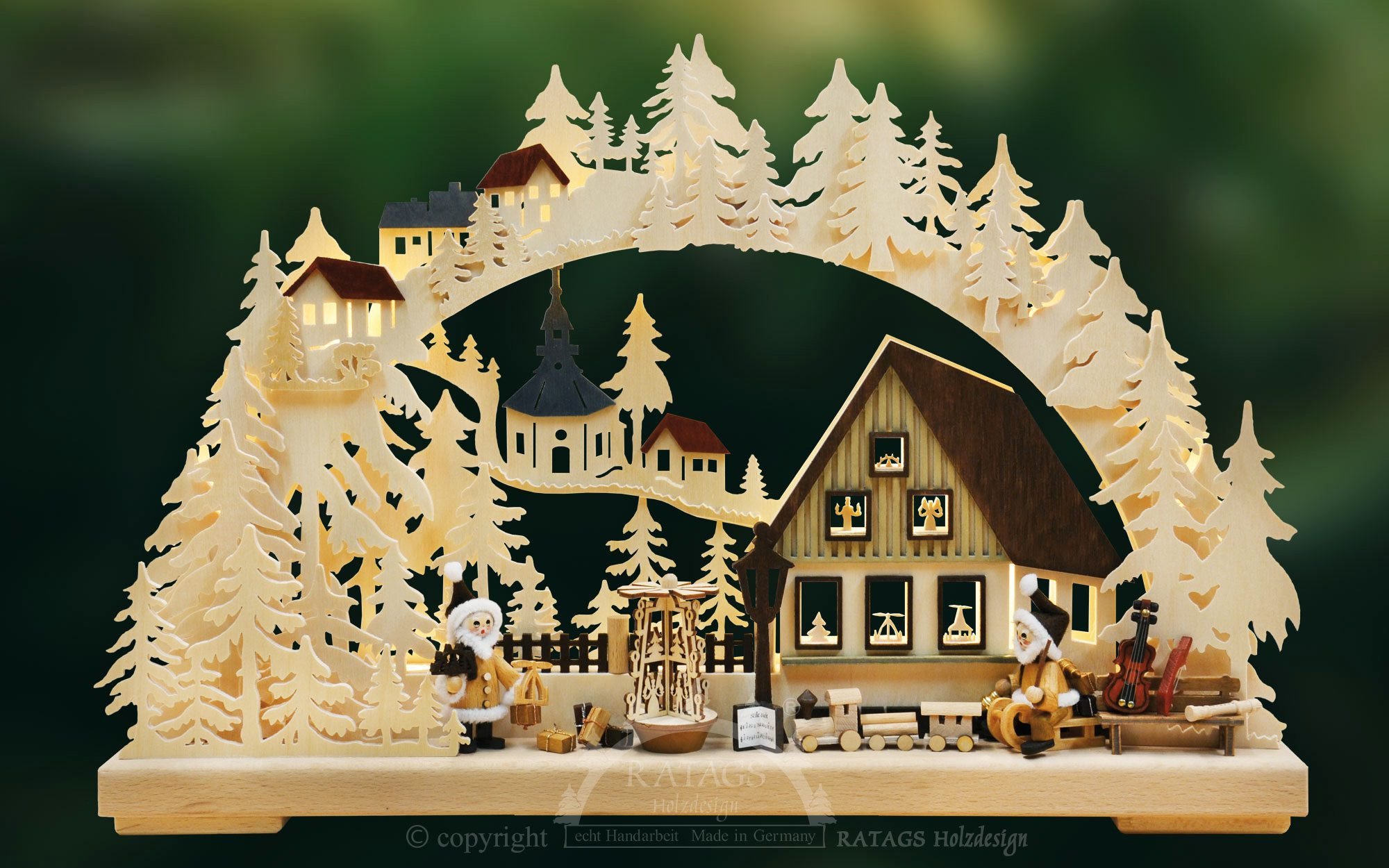 Ratags 3D-Schwibbogen Weihnachtsmannwerkstatt, klein Ratags 3D-Schwibbogen Weihnachtsmannwerkstatt, klein