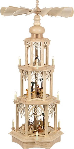 Holger Seidel Pyramide gotisch einf. Ausführung - Krippe, elektrisch, 3-stöckig Holger Seidel Pyramide gotisch einf. Ausführung - Krippe, elektrisch, 3-stöckig