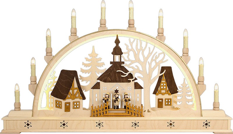 Holger Seidel Schwibbogen Kirche mit Sternsänger Holger Seidel Schwibbogen Kirche mit Sternsänger