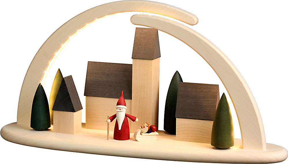 Seiffener Volkskunst Lichterbogen Stadt mit Weihnachtswichtel Seiffener Volkskunst Lichterbogen Stadt mit Weihnachtswichtel
