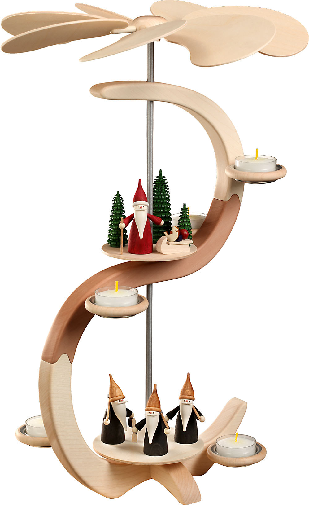 Seiffener Volkskunst Pyramide S-Form, Bergwichtel und Weihnachtswichtel Seiffener Volkskunst Pyramide S-Form, Bergwichtel und Weihnachtswichtel